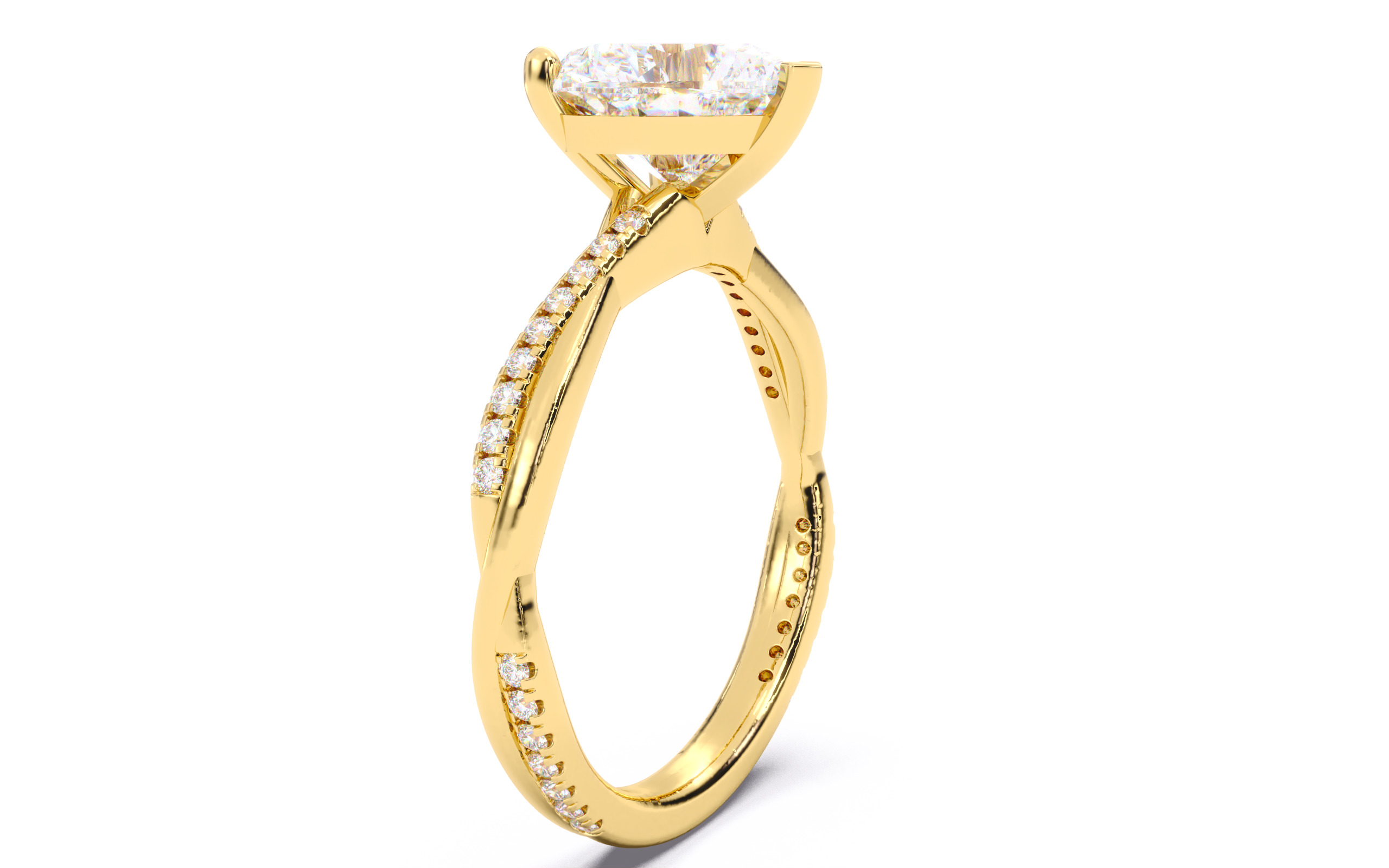 Heart Diamond Pave Setting Solitaire Ring  3D print model_17