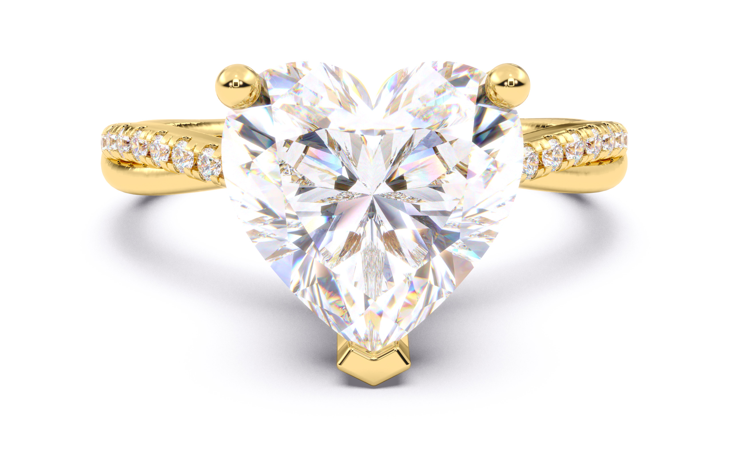 Heart Diamond Pave Setting Solitaire Ring  3D print model_16