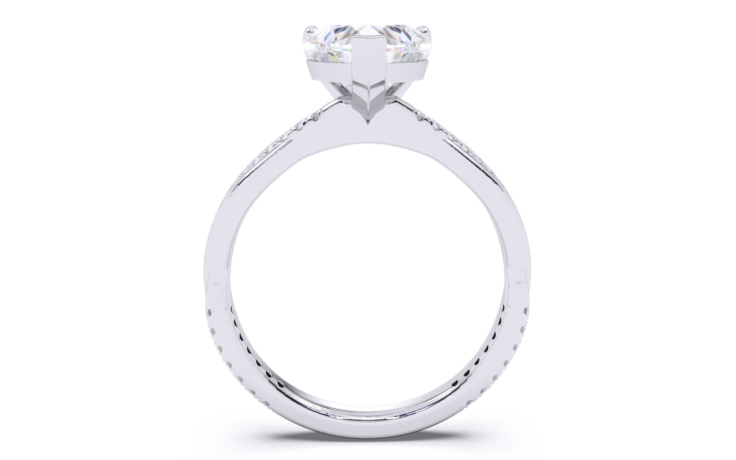 Heart Diamond Pave Setting Solitaire Ring  3D print model_8