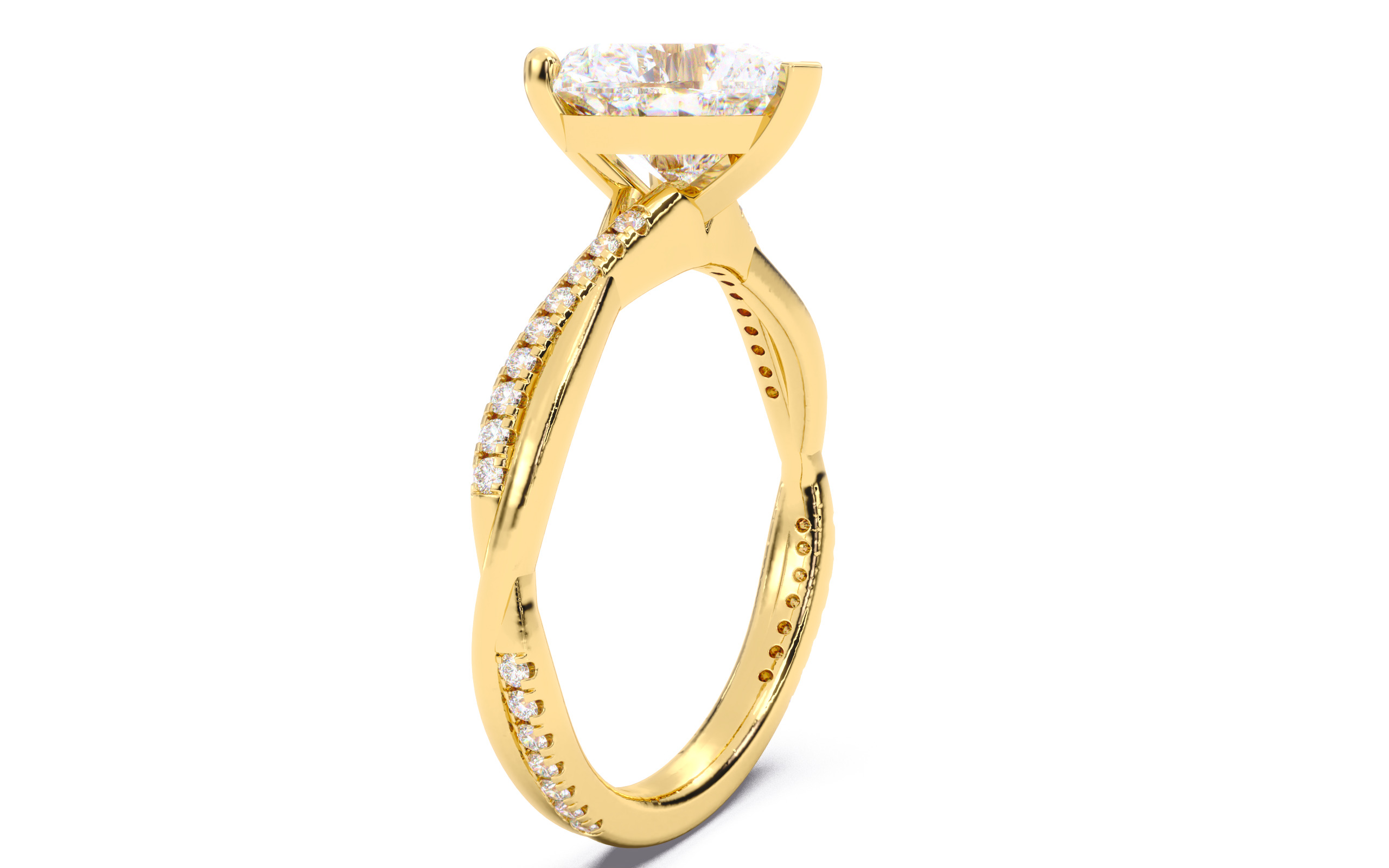 Heart Diamond Pave Setting Solitaire Ring  3D print model_2