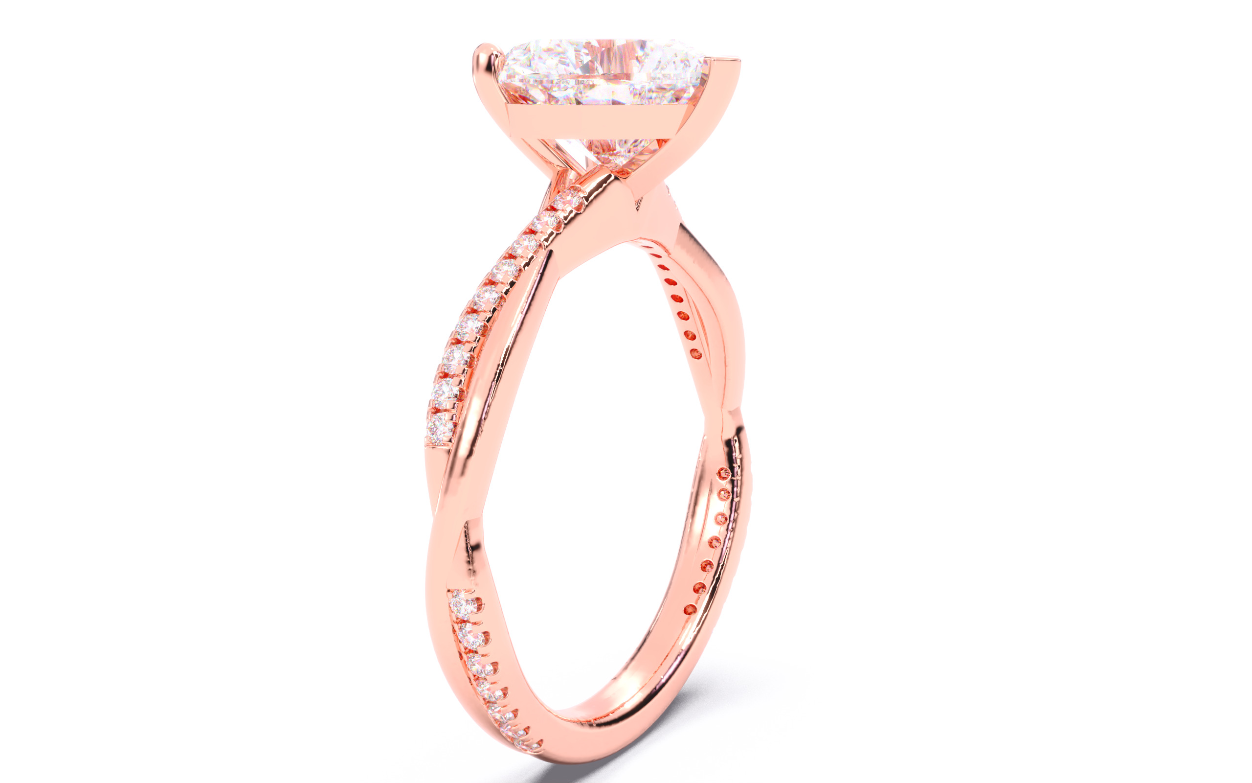 Heart Diamond Pave Setting Solitaire Ring  3D print model_20