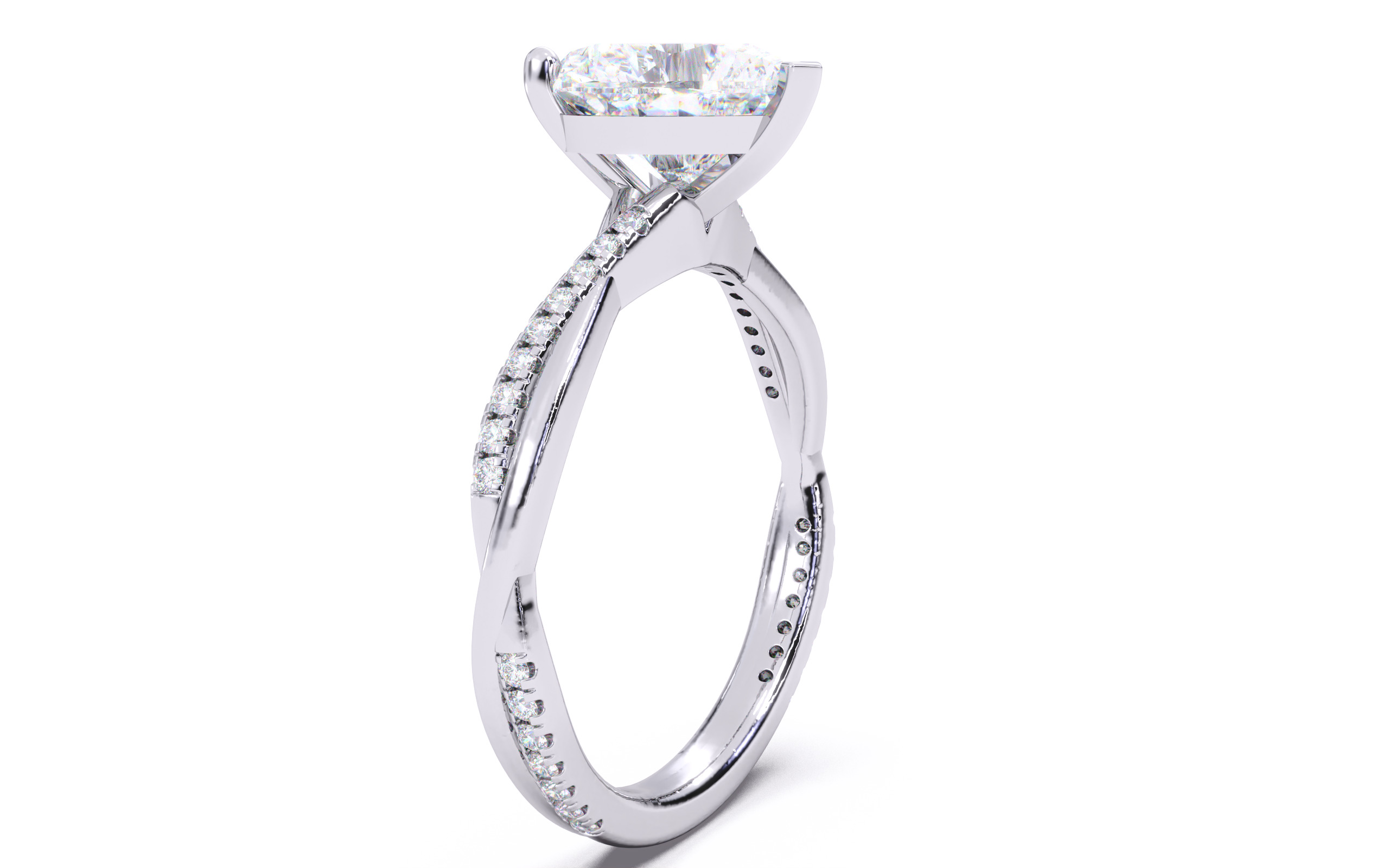Heart Diamond Pave Setting Solitaire Ring  3D print model_18