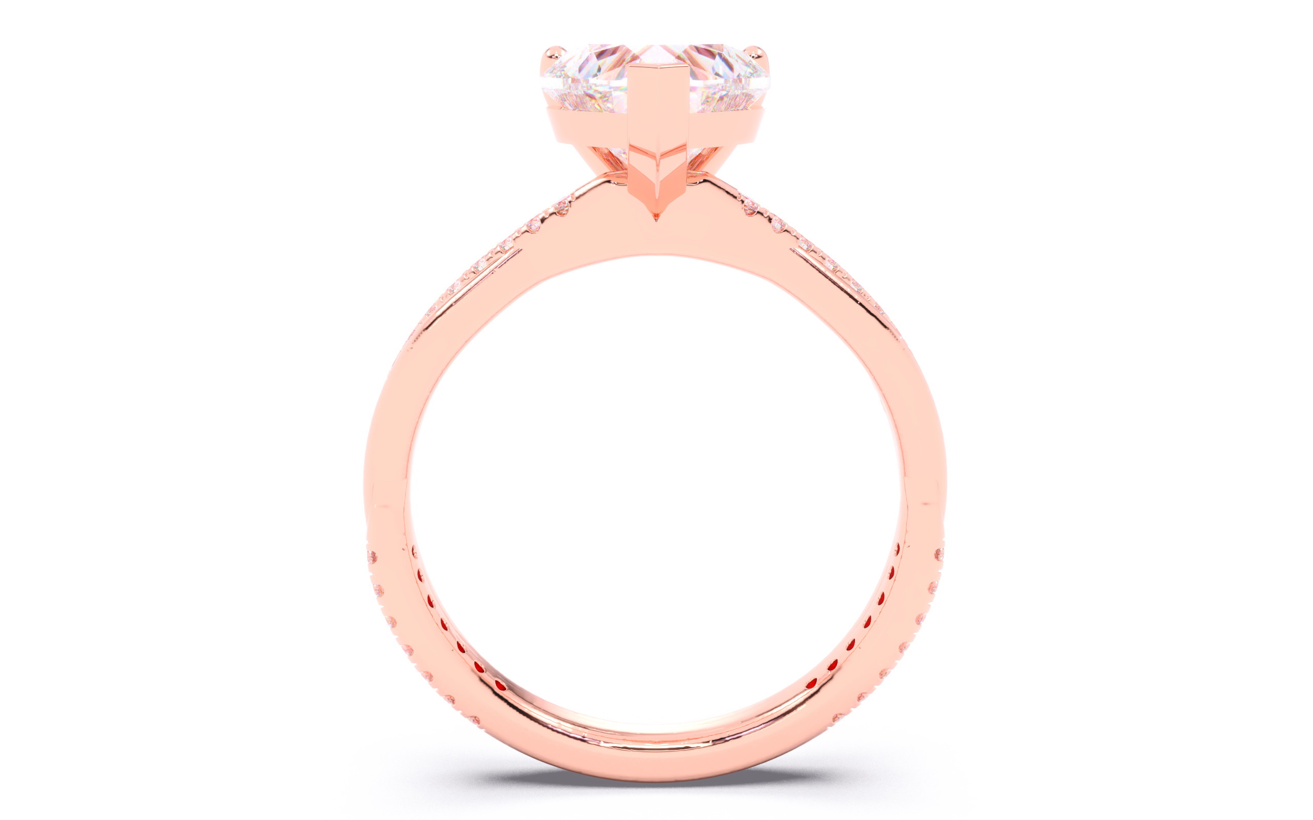 Heart Diamond Pave Setting Solitaire Ring  3D print model_10