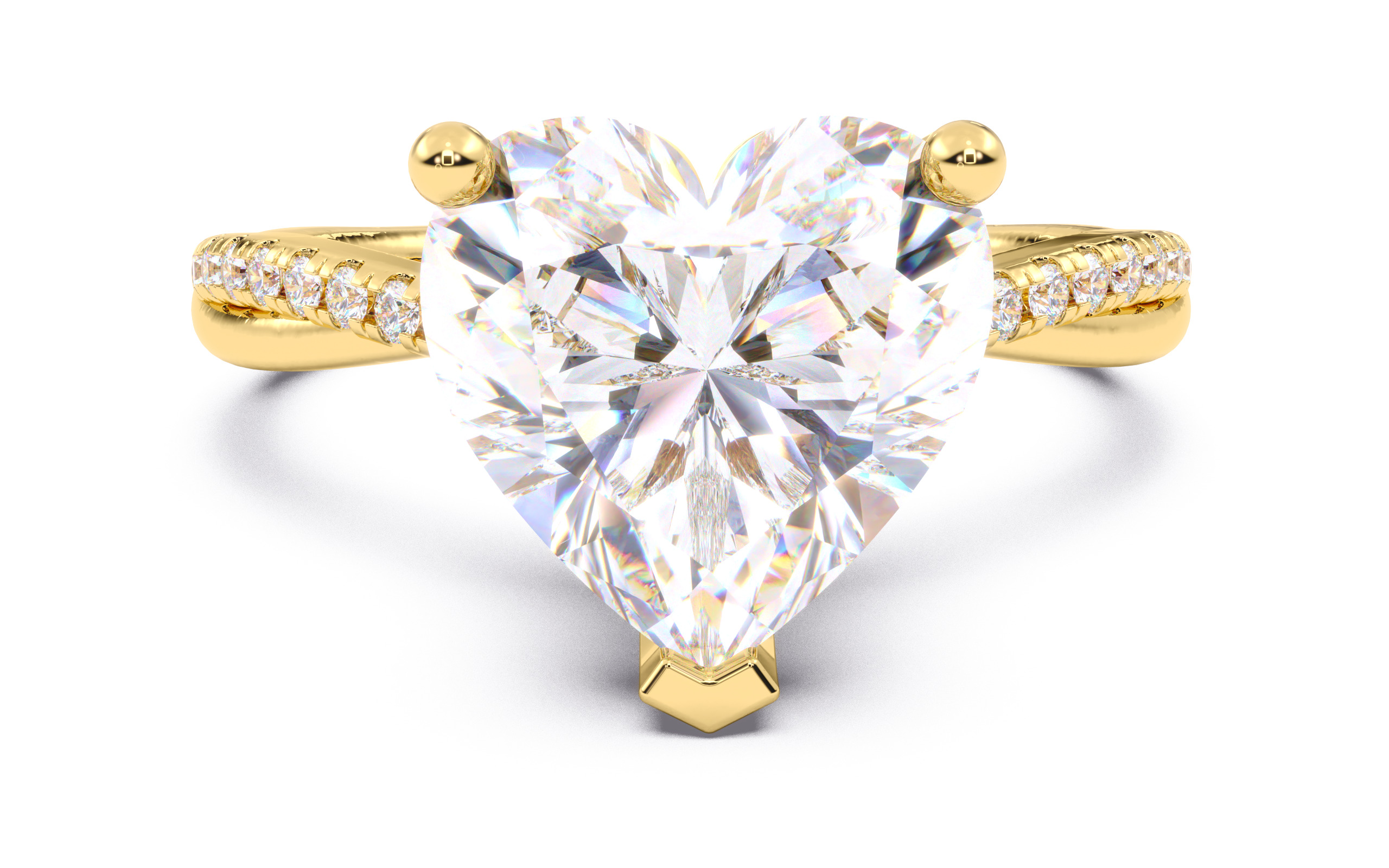 Heart Diamond Pave Setting Solitaire Ring  3D print model_15