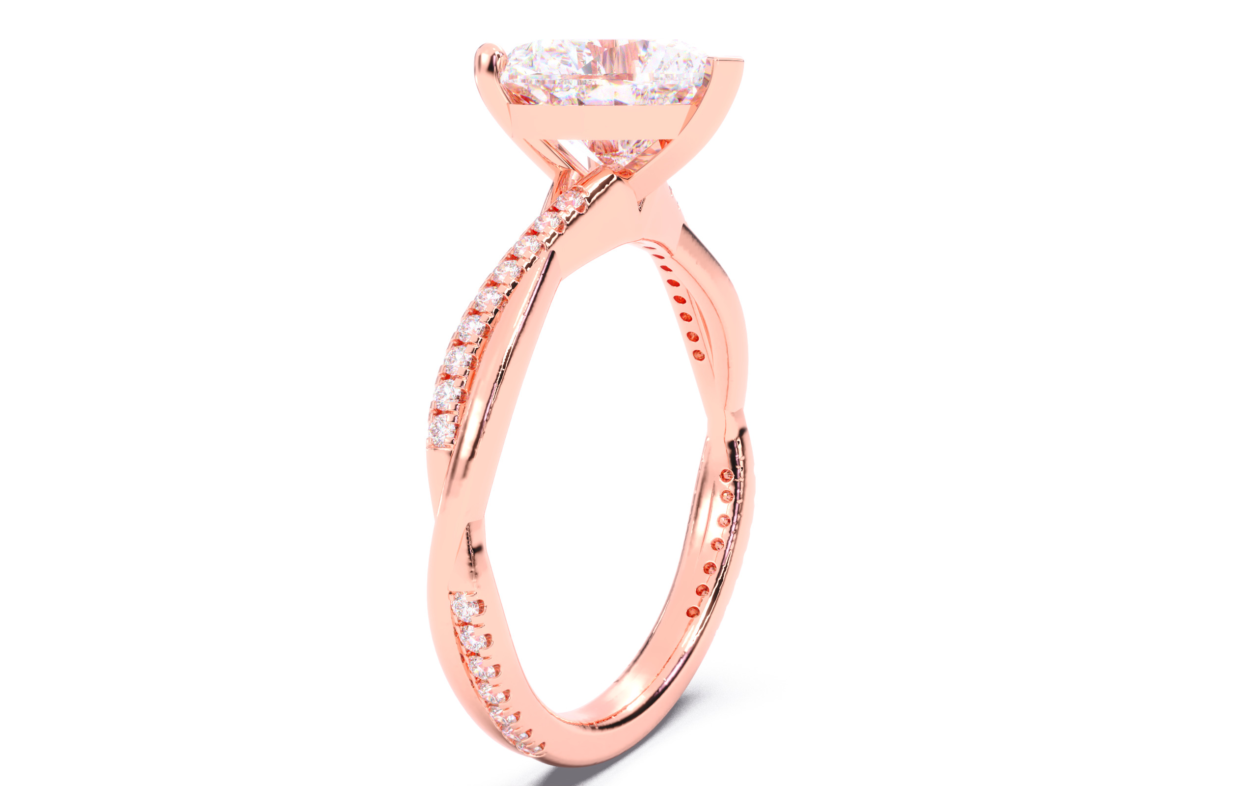 Heart Diamond Pave Setting Solitaire Ring  3D print model_19
