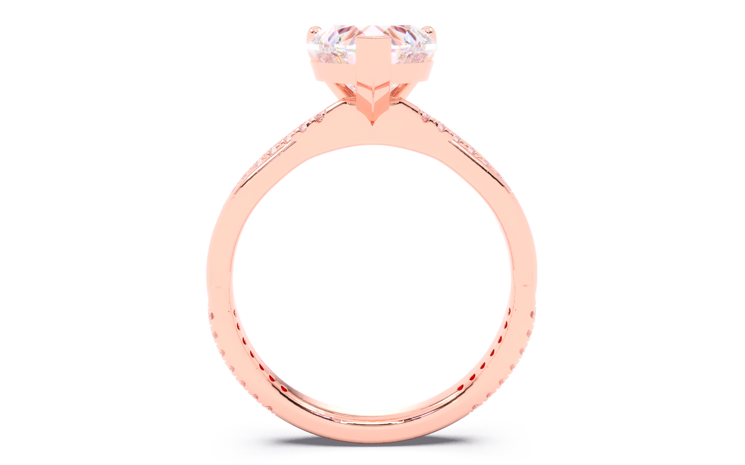 Heart Diamond Pave Setting Solitaire Ring  3D print model_9
