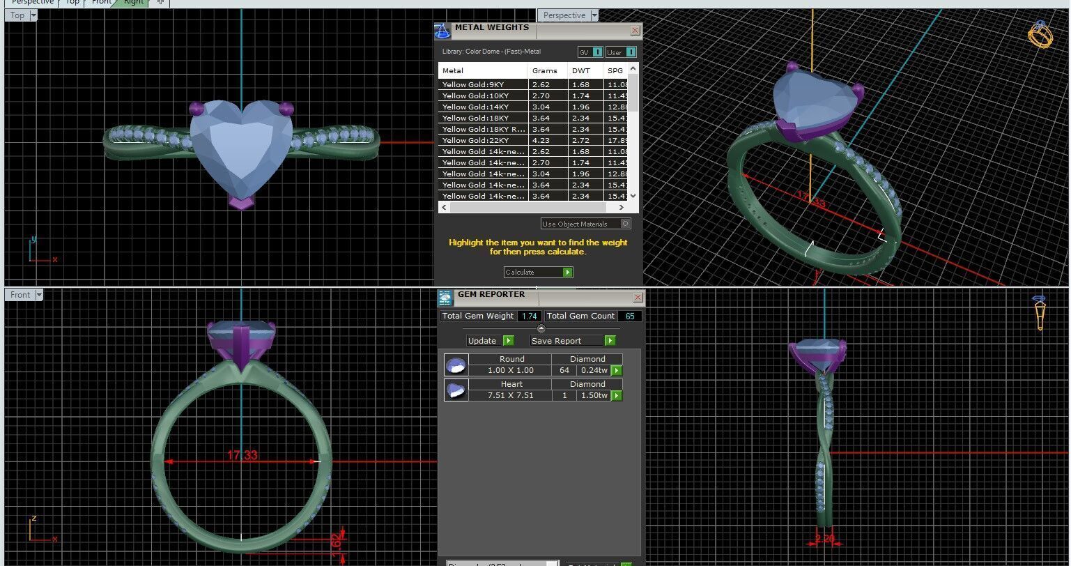 Heart Diamond Pave Setting Solitaire Ring  3D print model_25