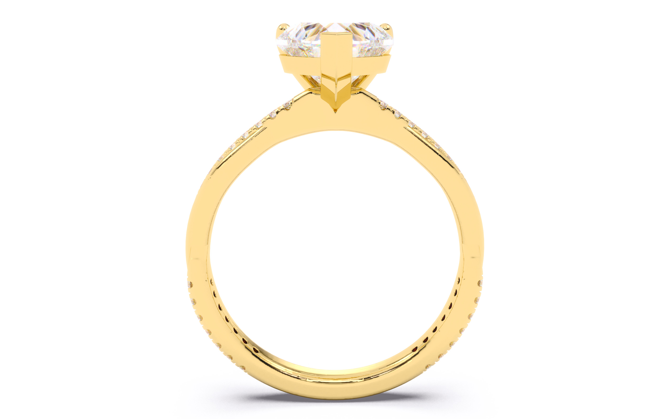 Heart Diamond Pave Setting Solitaire Ring  3D print model_6