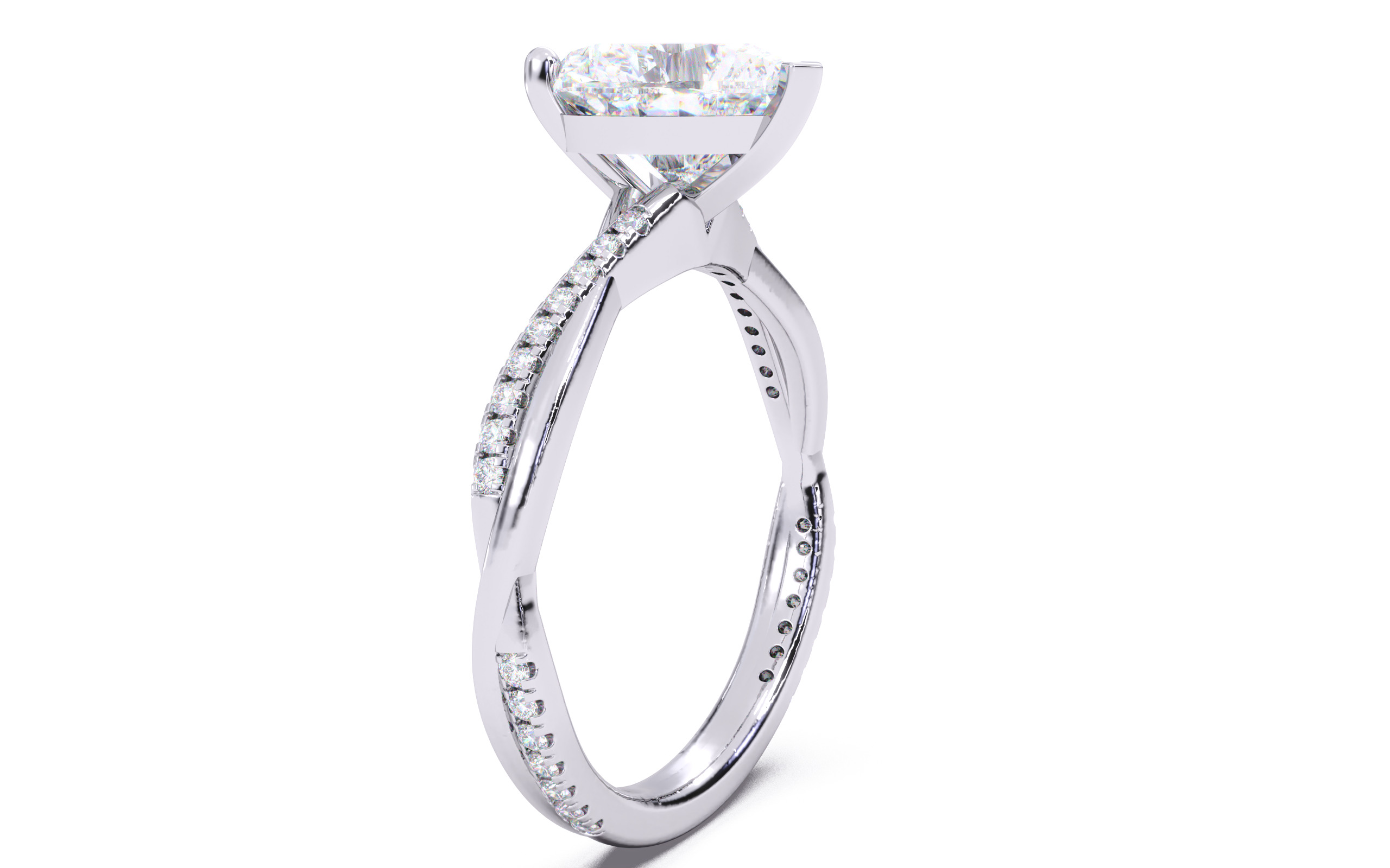 Heart Diamond Pave Setting Solitaire Ring  3D print model_12
