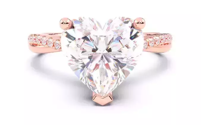 Heart Diamond Pave Setting Solitaire Ring  3D print model