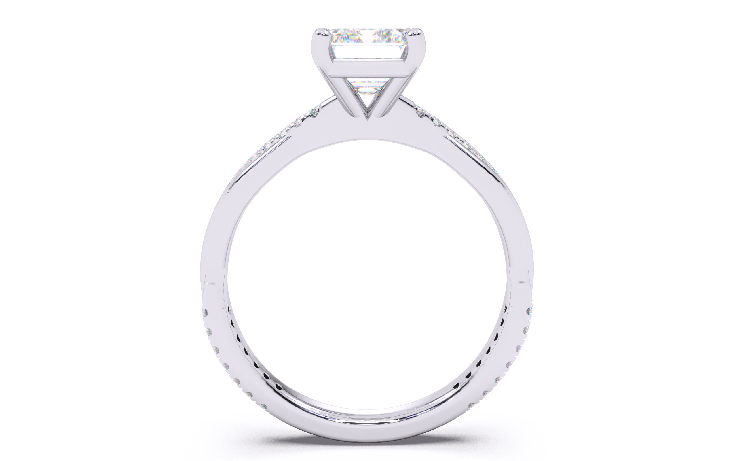 Emerald Diamond Pave Setting Solitaire Ring 3D print model_8