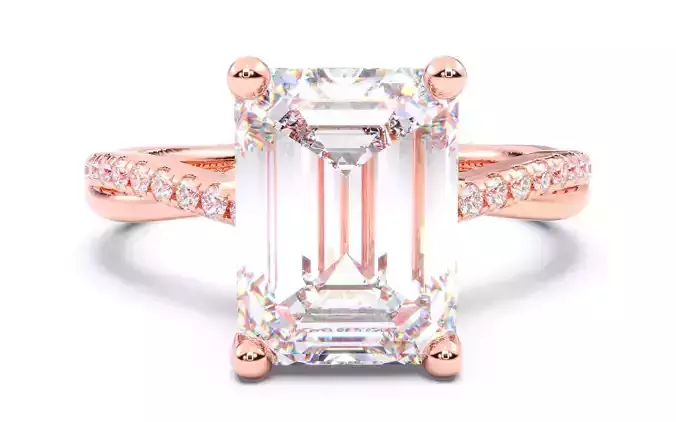 Emerald Diamond Pave Setting Solitaire Ring 3D print model Emerald Diamond Pave Setting Solitaire Ring 3D print model