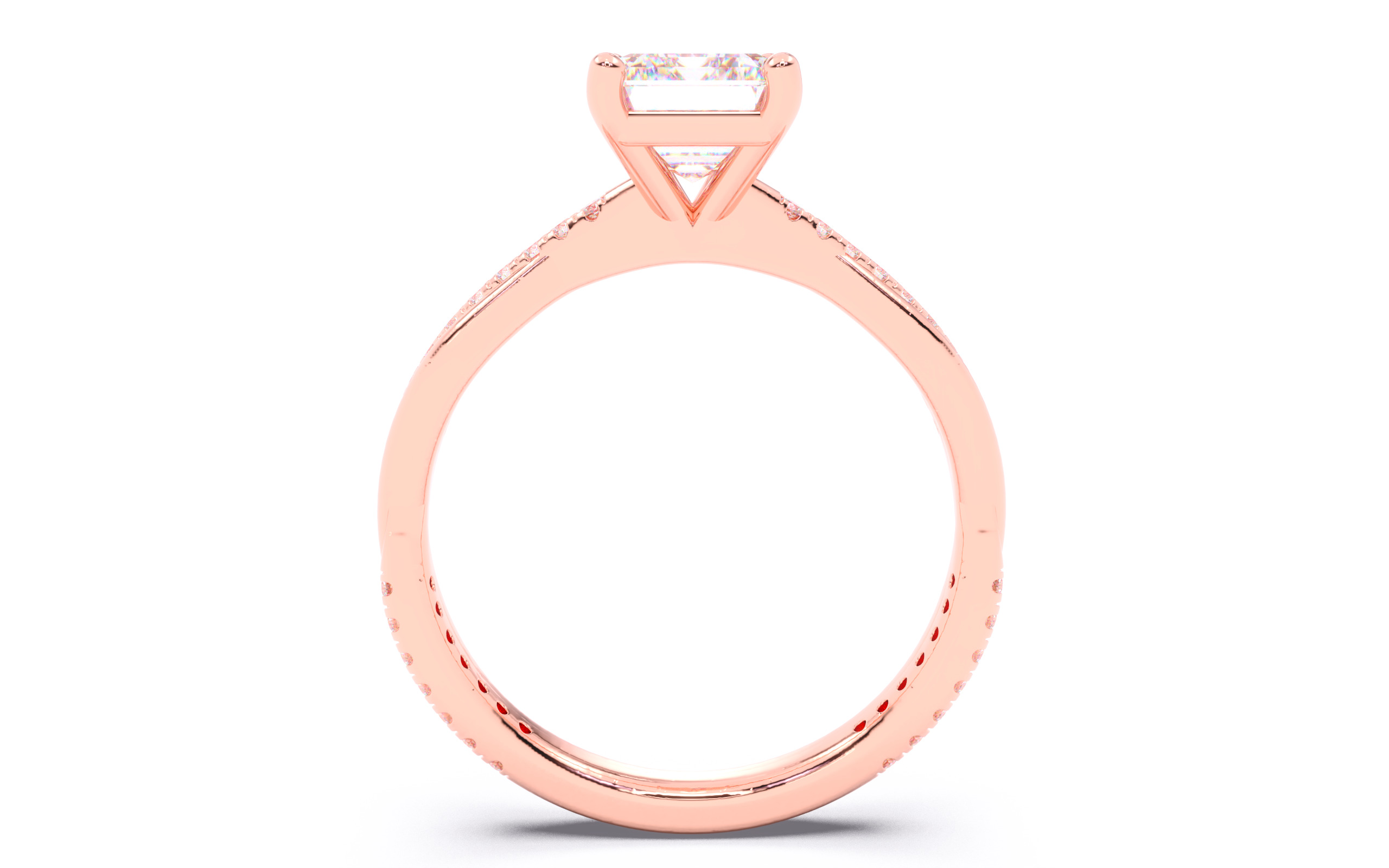 Emerald Diamond Pave Setting Solitaire Ring 3D print model_10