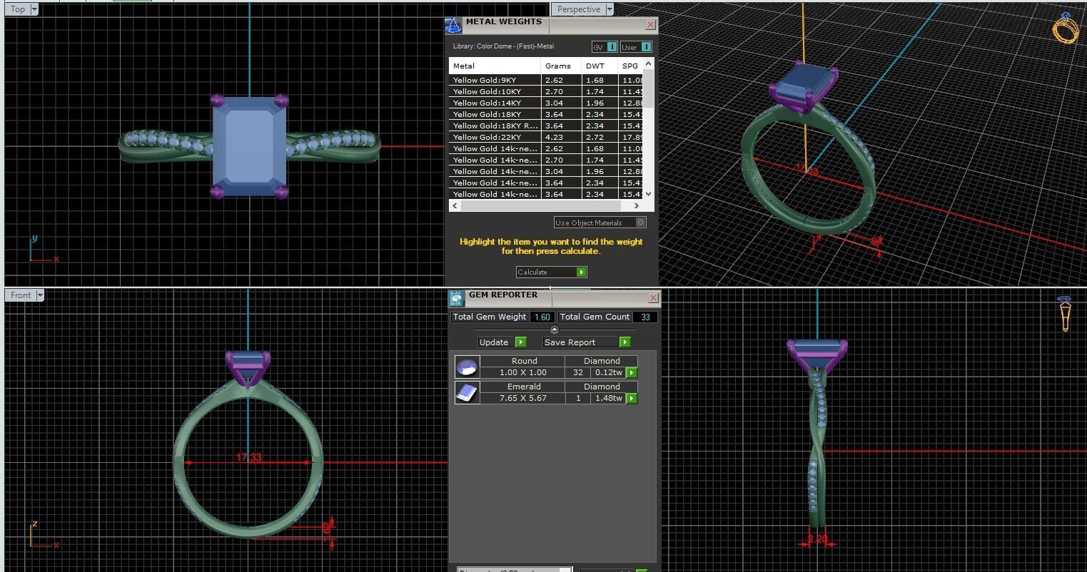 Emerald Diamond Pave Setting Solitaire Ring 3D print model_25