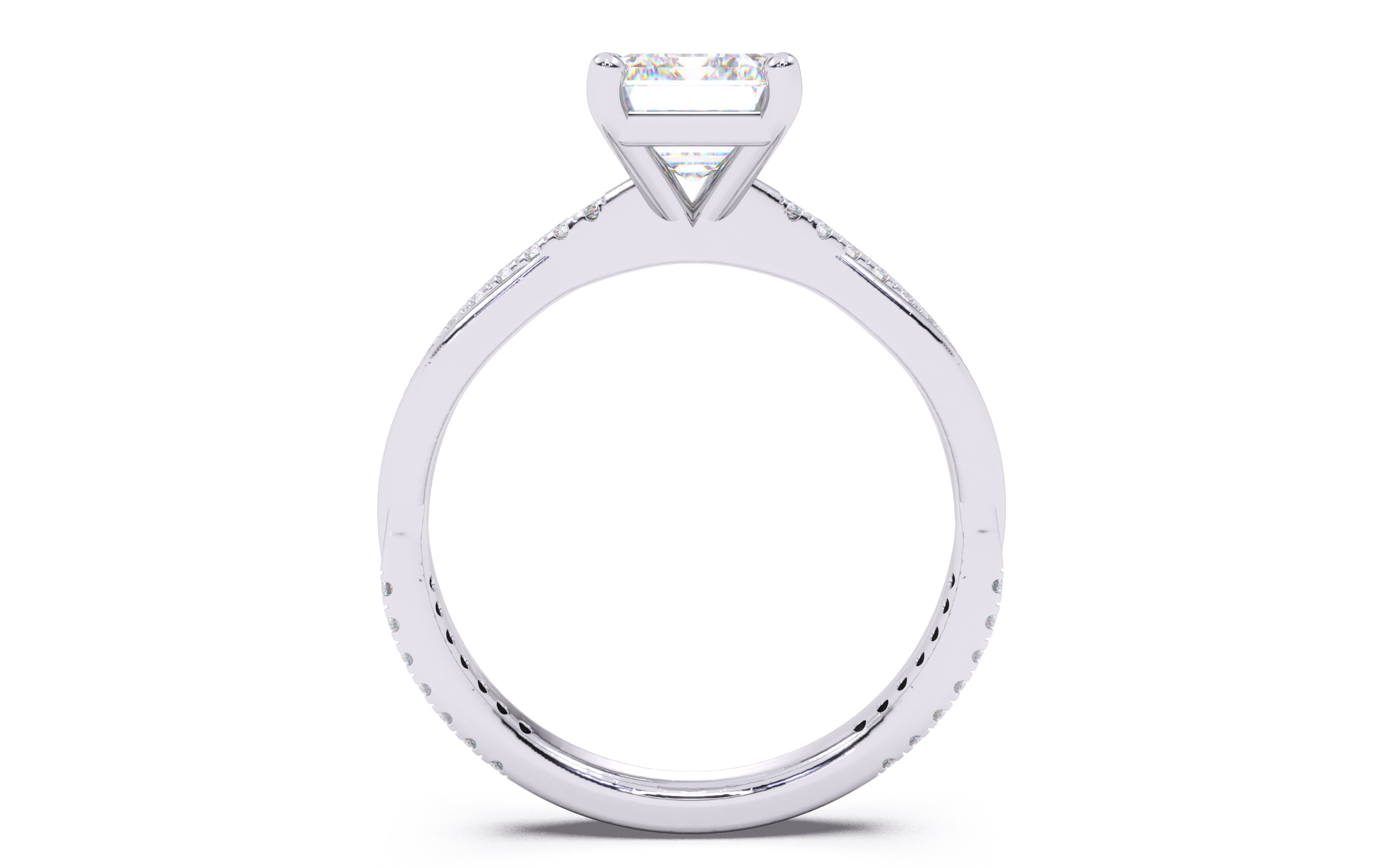 Emerald Diamond Pave Setting Solitaire Ring 3D print model_7