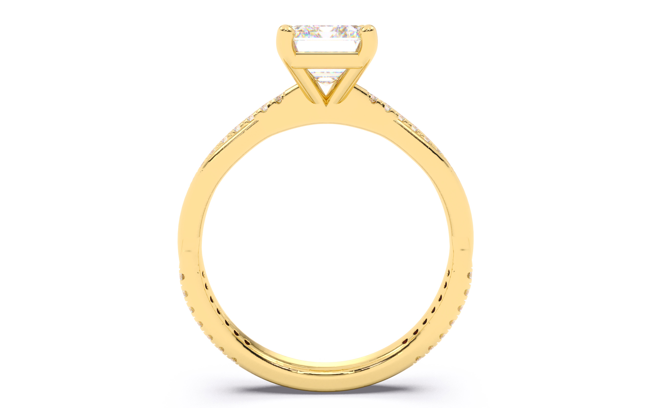 Emerald Diamond Pave Setting Solitaire Ring 3D print model_6
