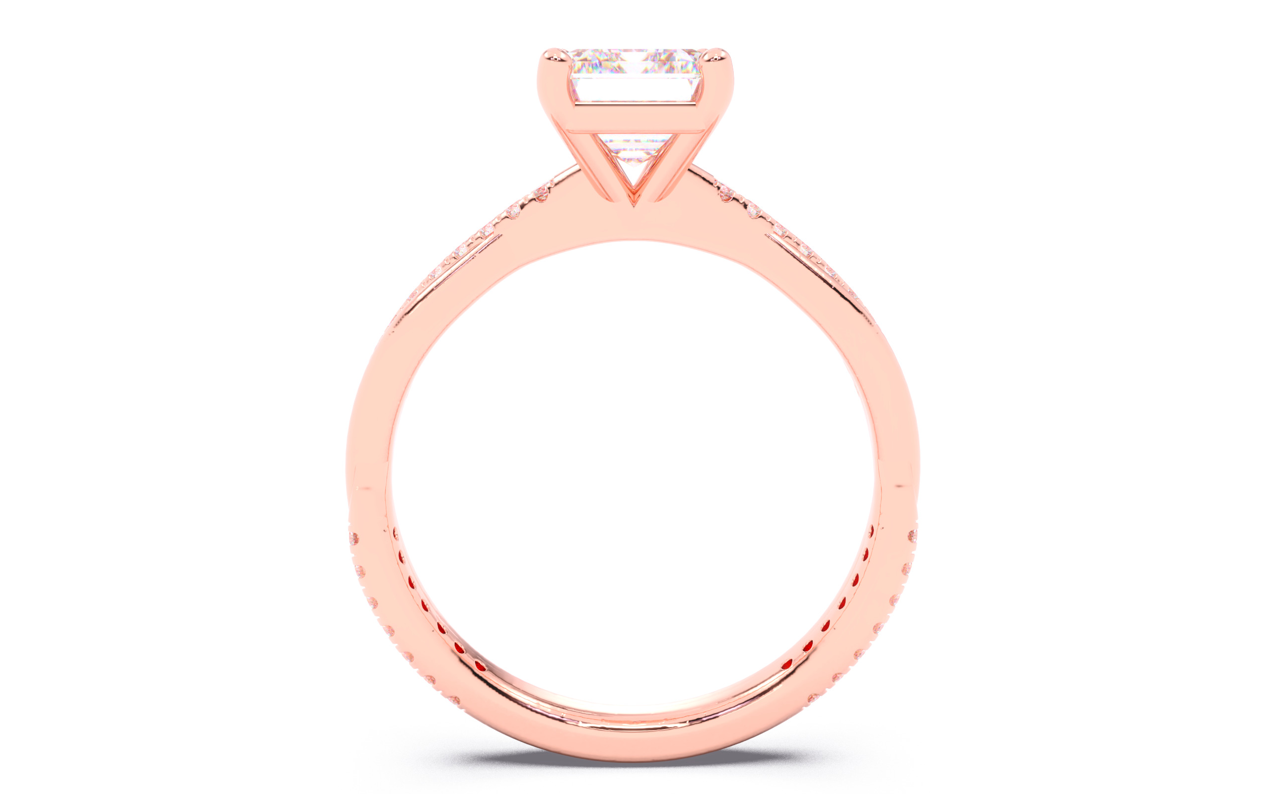 Emerald Diamond Pave Setting Solitaire Ring 3D print model_9