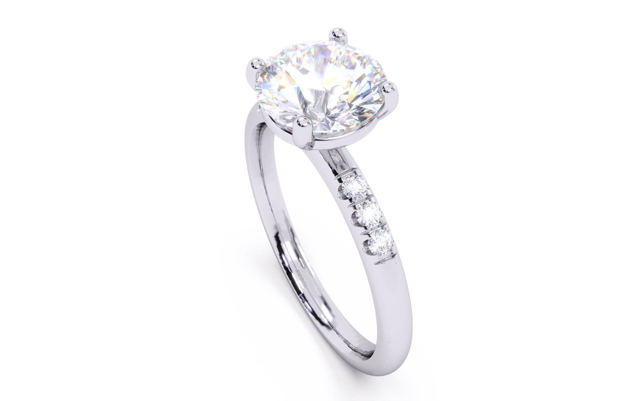 Round Diamond Pave Setting Solitaire Ring  3D print model_24