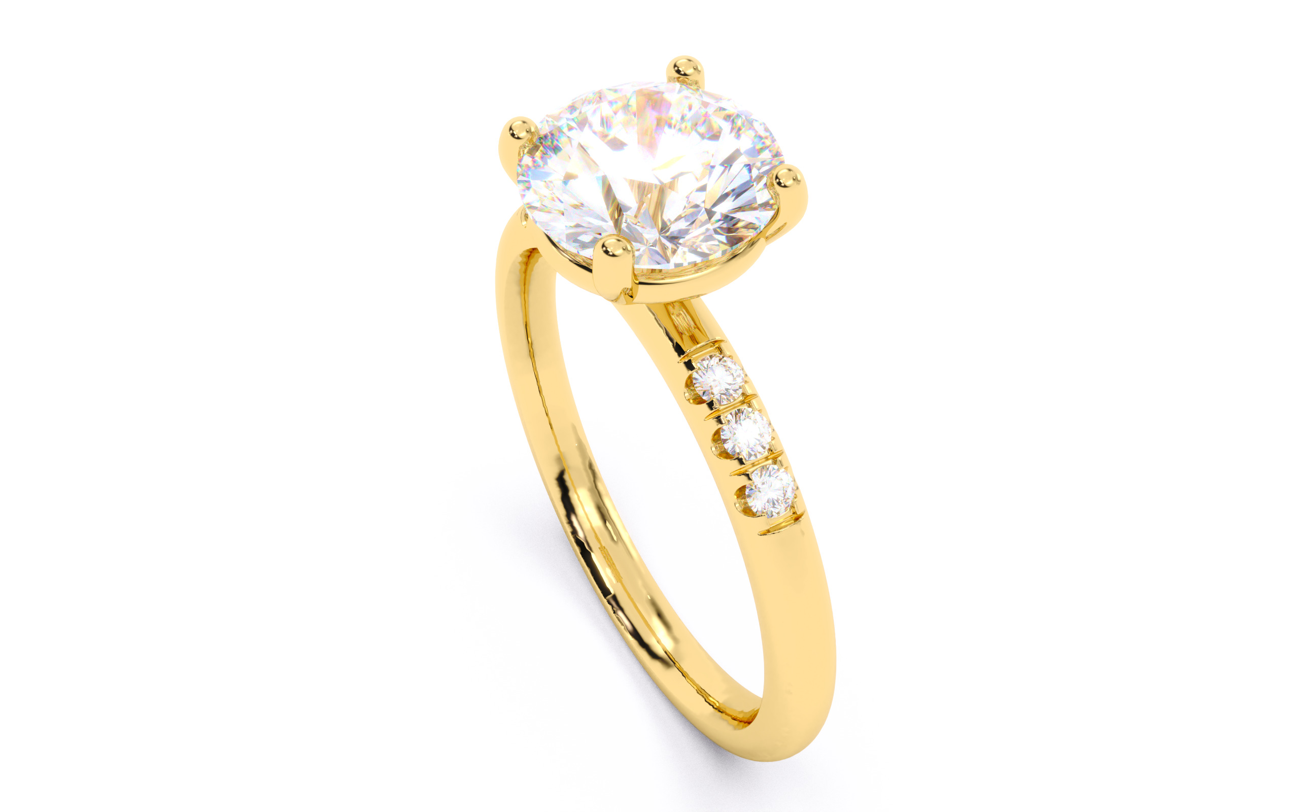 Round Diamond Pave Setting Solitaire Ring  3D print model_4