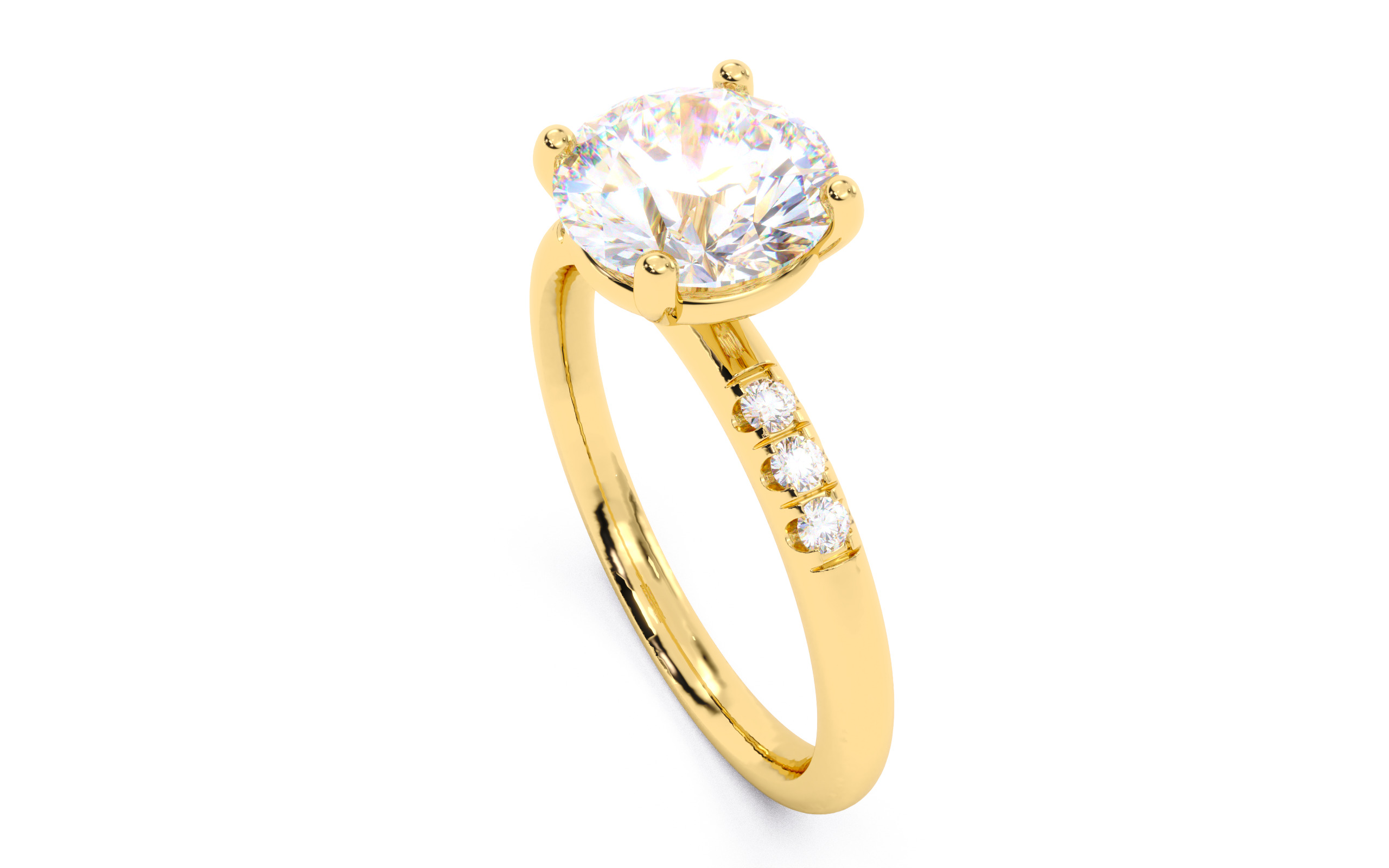 Round Diamond Pave Setting Solitaire Ring  3D print model_3