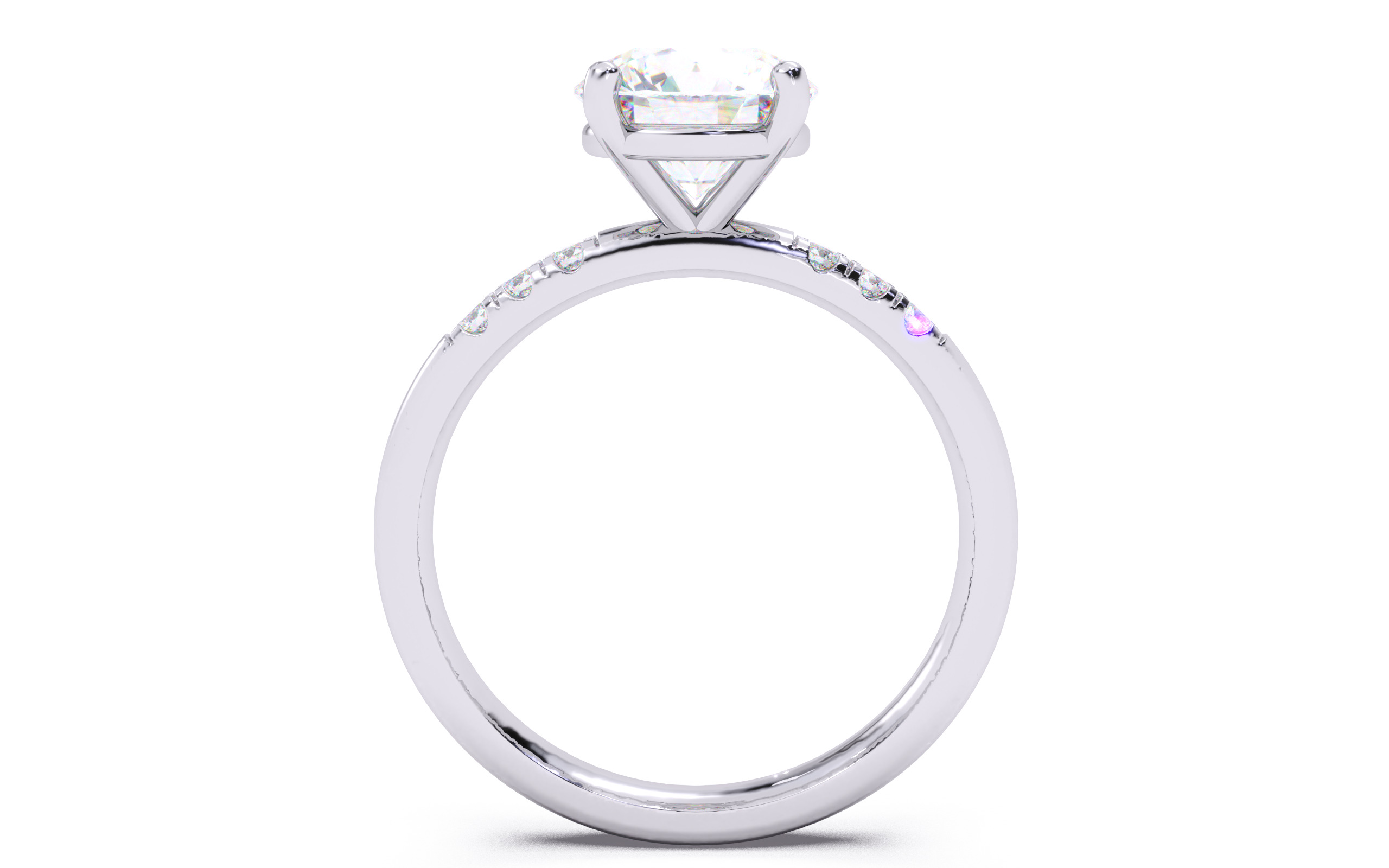 Round Diamond Pave Setting Solitaire Ring  3D print model_7
