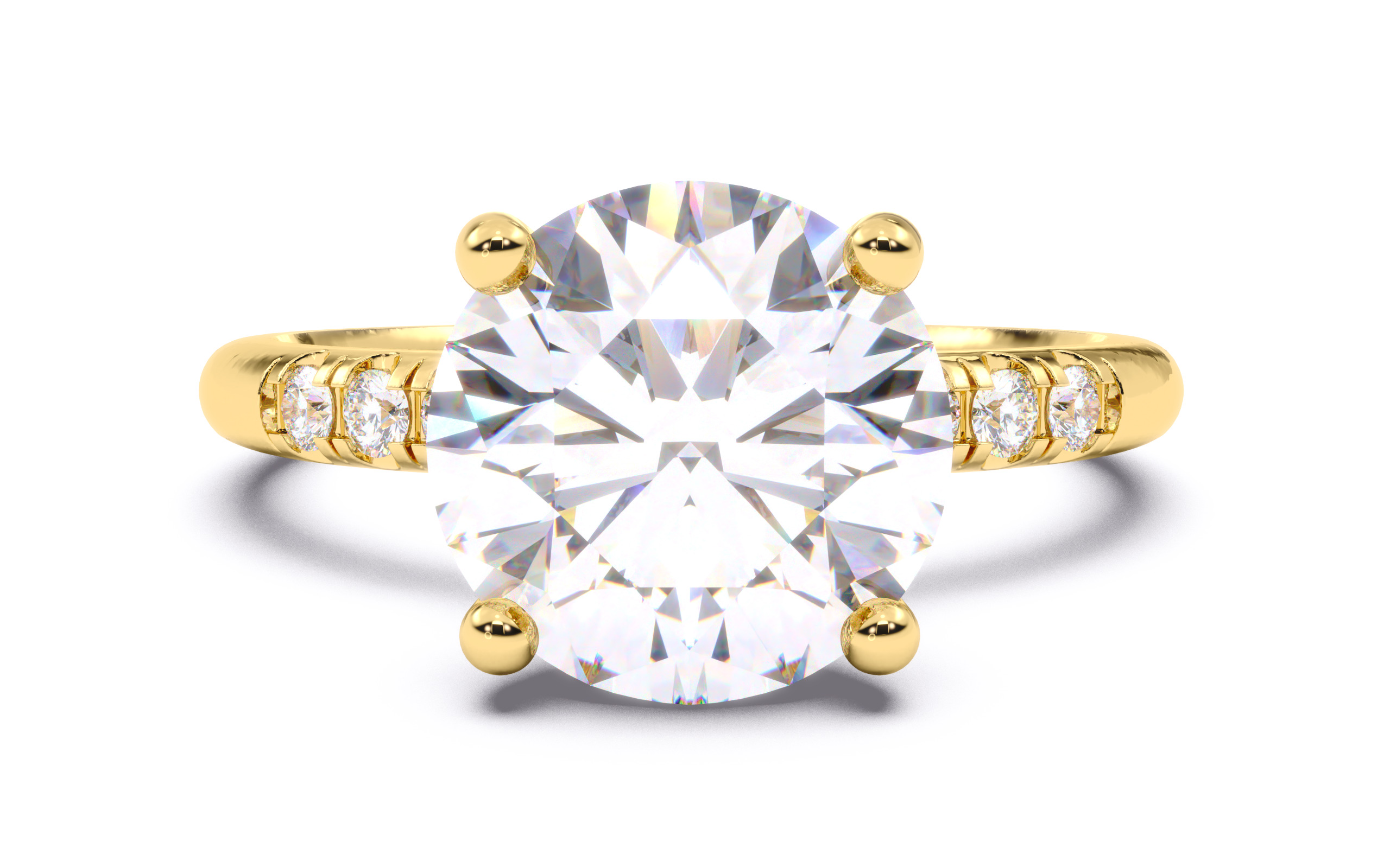 Round Diamond Pave Setting Solitaire Ring  3D print model_16