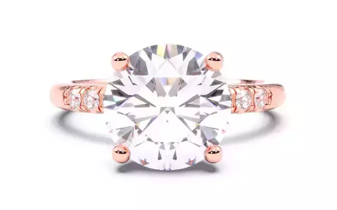 Round Diamond Pave Setting Solitaire Ring  3D print model