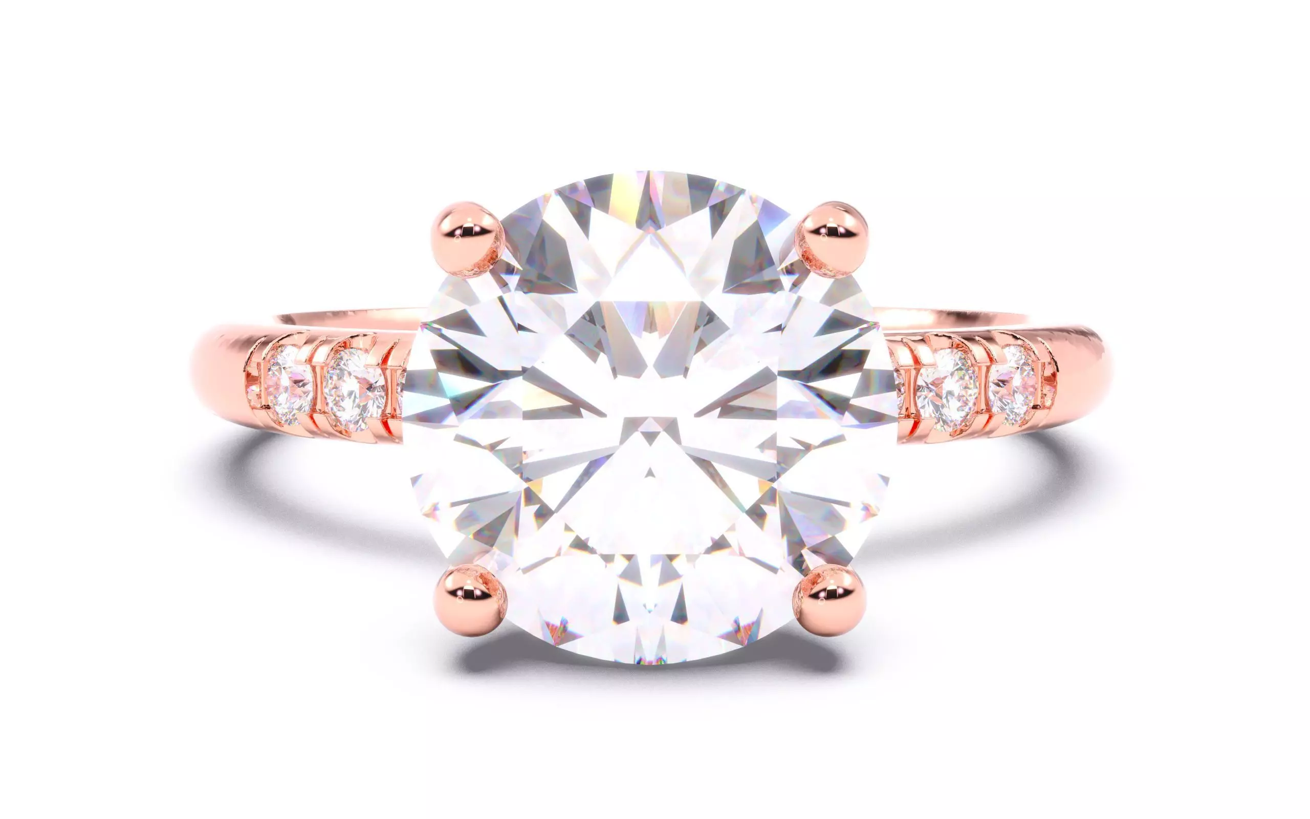 Round Diamond Pave Setting Solitaire Ring  3D print model_0