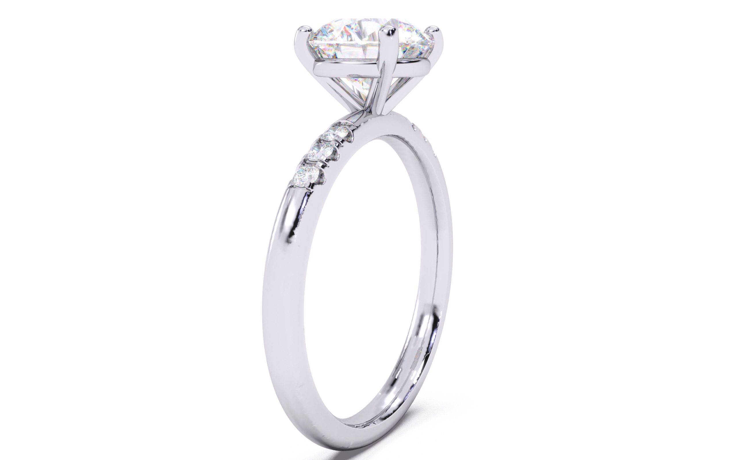Round Diamond Pave Setting Solitaire Ring  3D print model_12