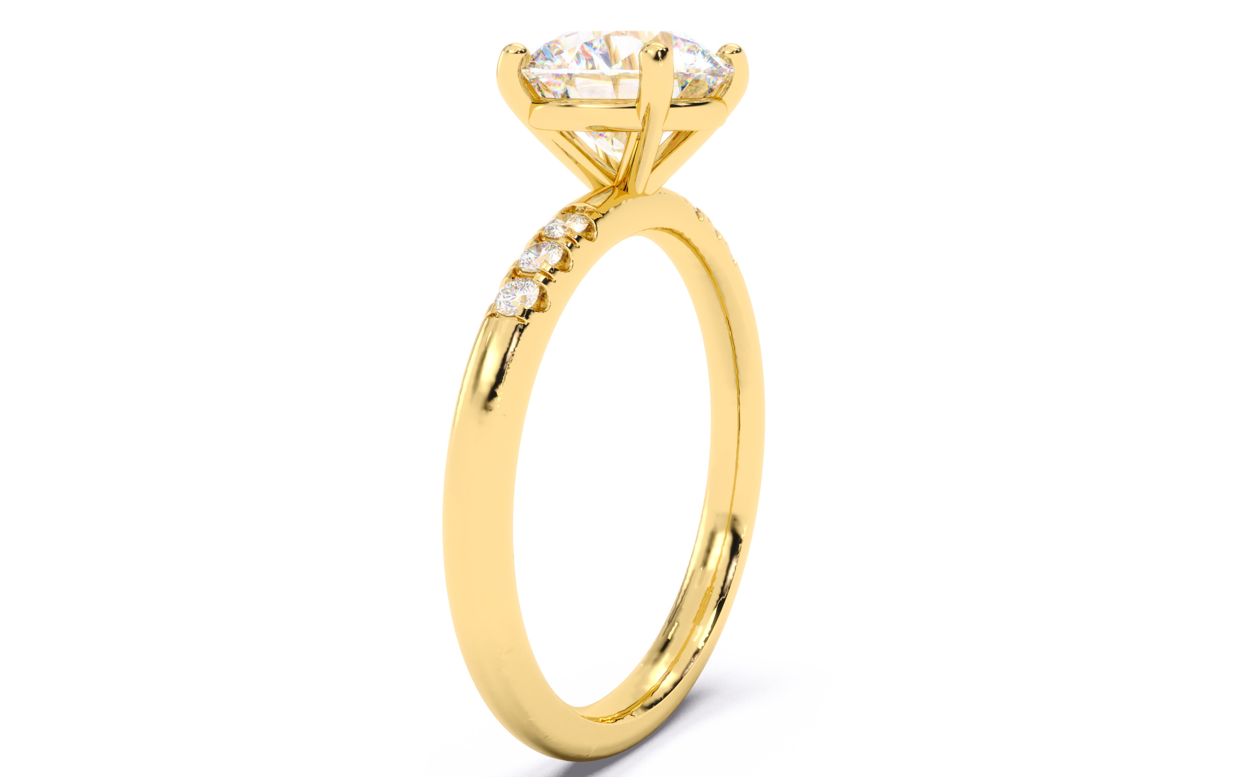 Round Diamond Pave Setting Solitaire Ring  3D print model_17