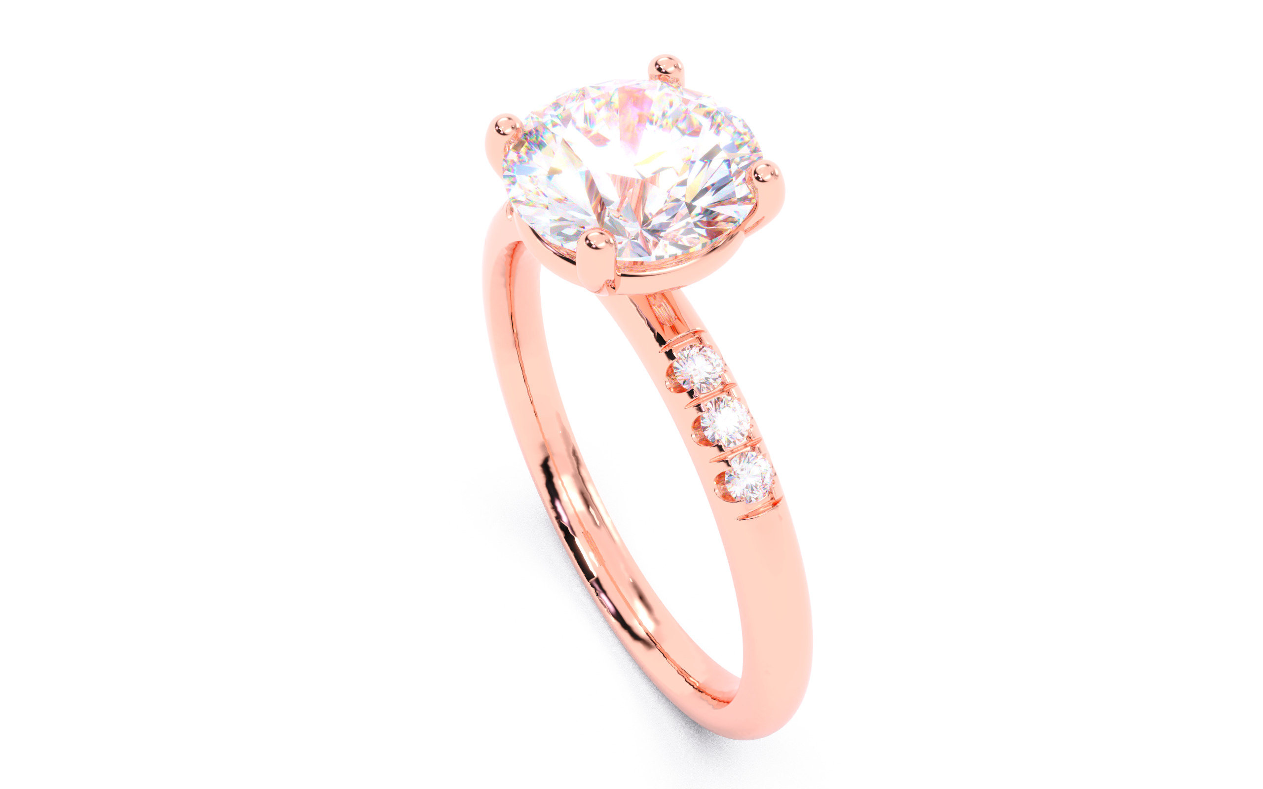 Round Diamond Pave Setting Solitaire Ring  3D print model_21