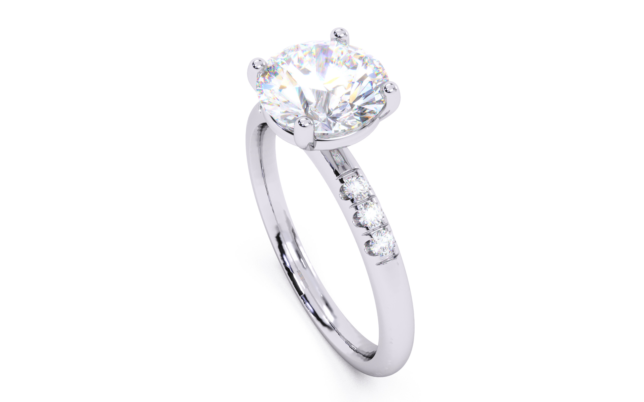 Round Diamond Pave Setting Solitaire Ring  3D print model_23
