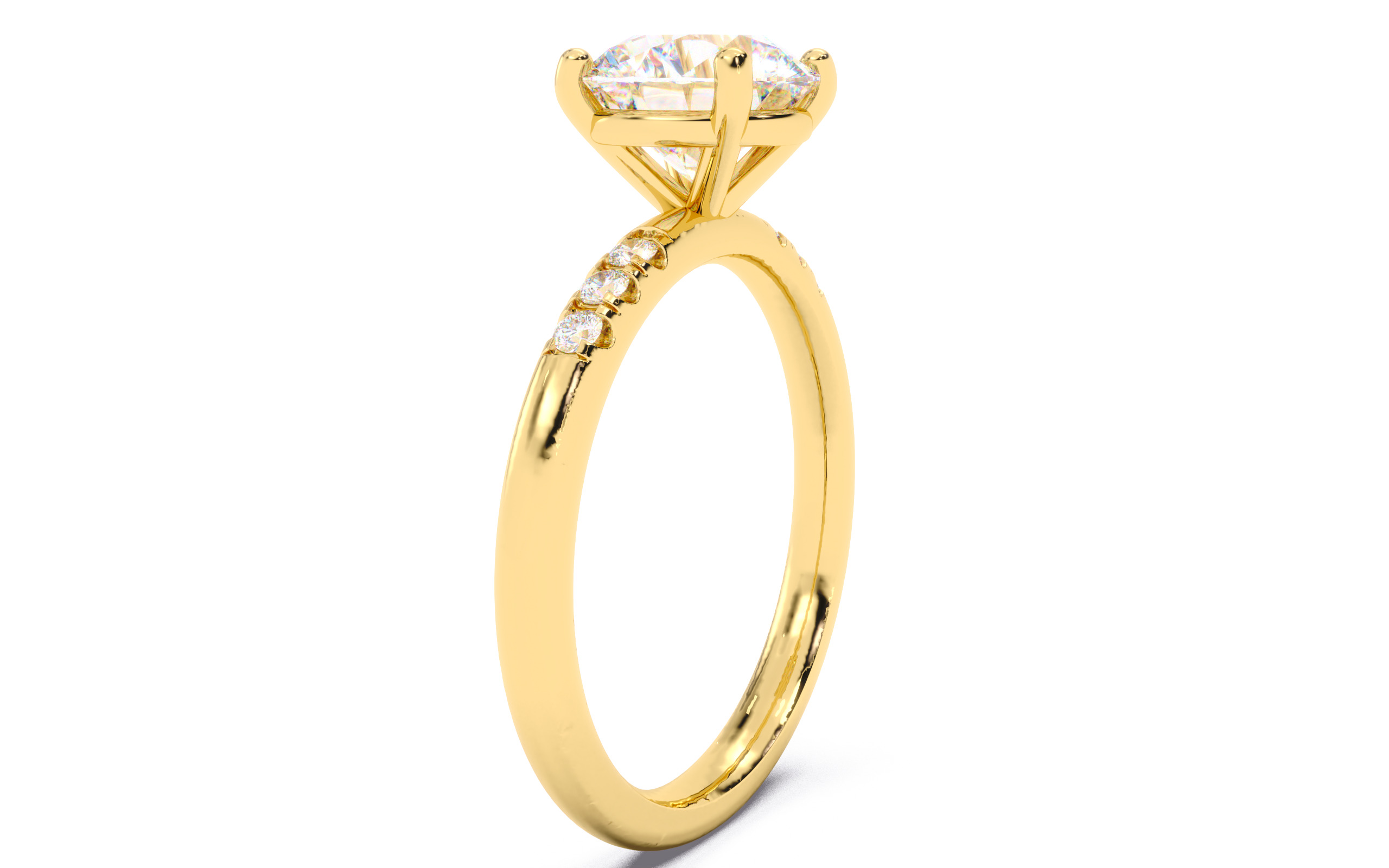 Round Diamond Pave Setting Solitaire Ring  3D print model_2
