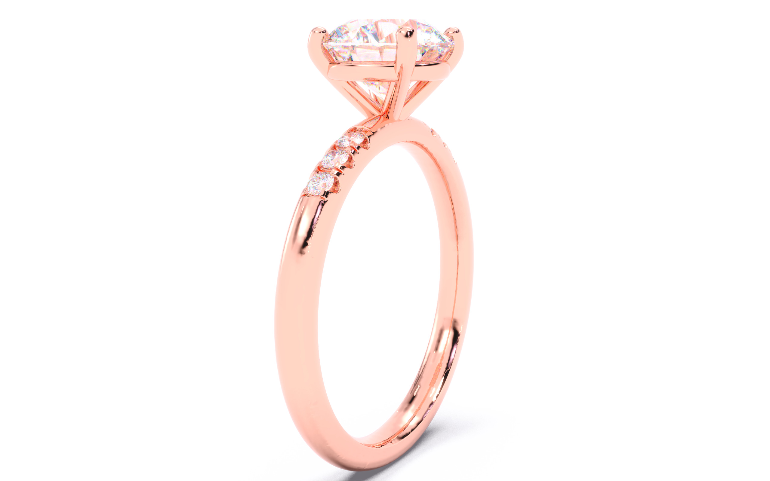 Round Diamond Pave Setting Solitaire Ring  3D print model_20