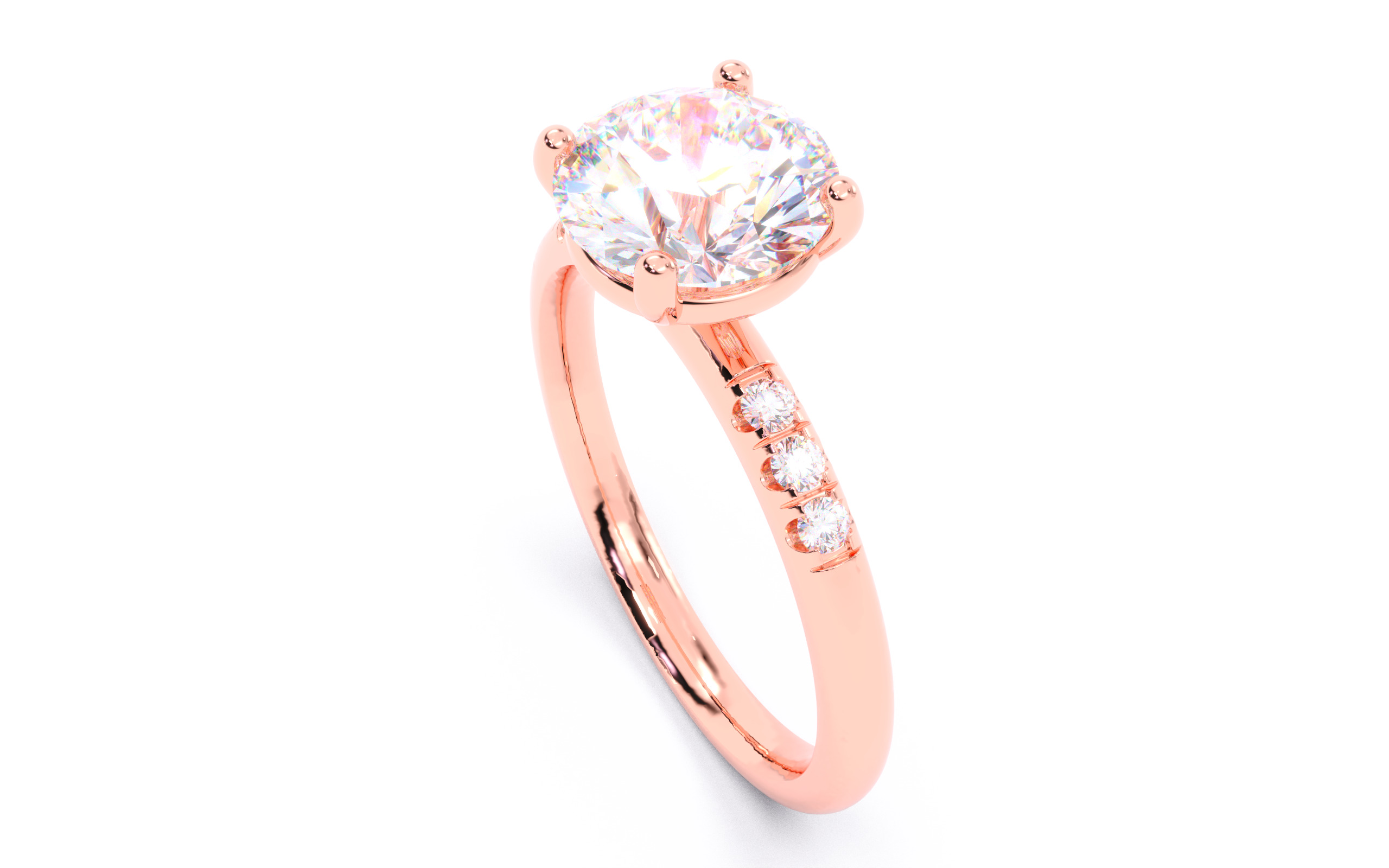 Round Diamond Pave Setting Solitaire Ring  3D print model_22