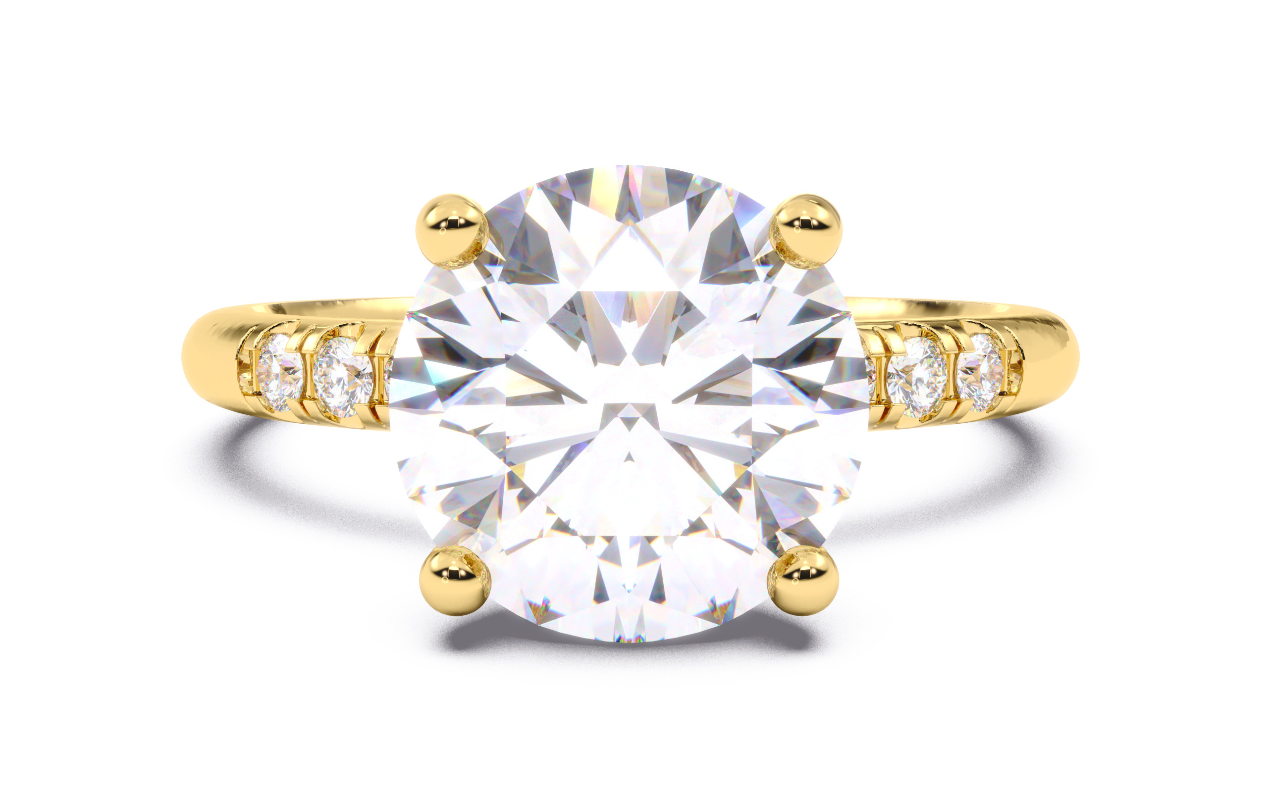 Round Diamond Pave Setting Solitaire Ring  3D print model_15