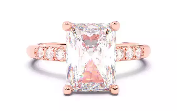 Radiant Diamond Pave Setting Solitaire Ring  3D print model