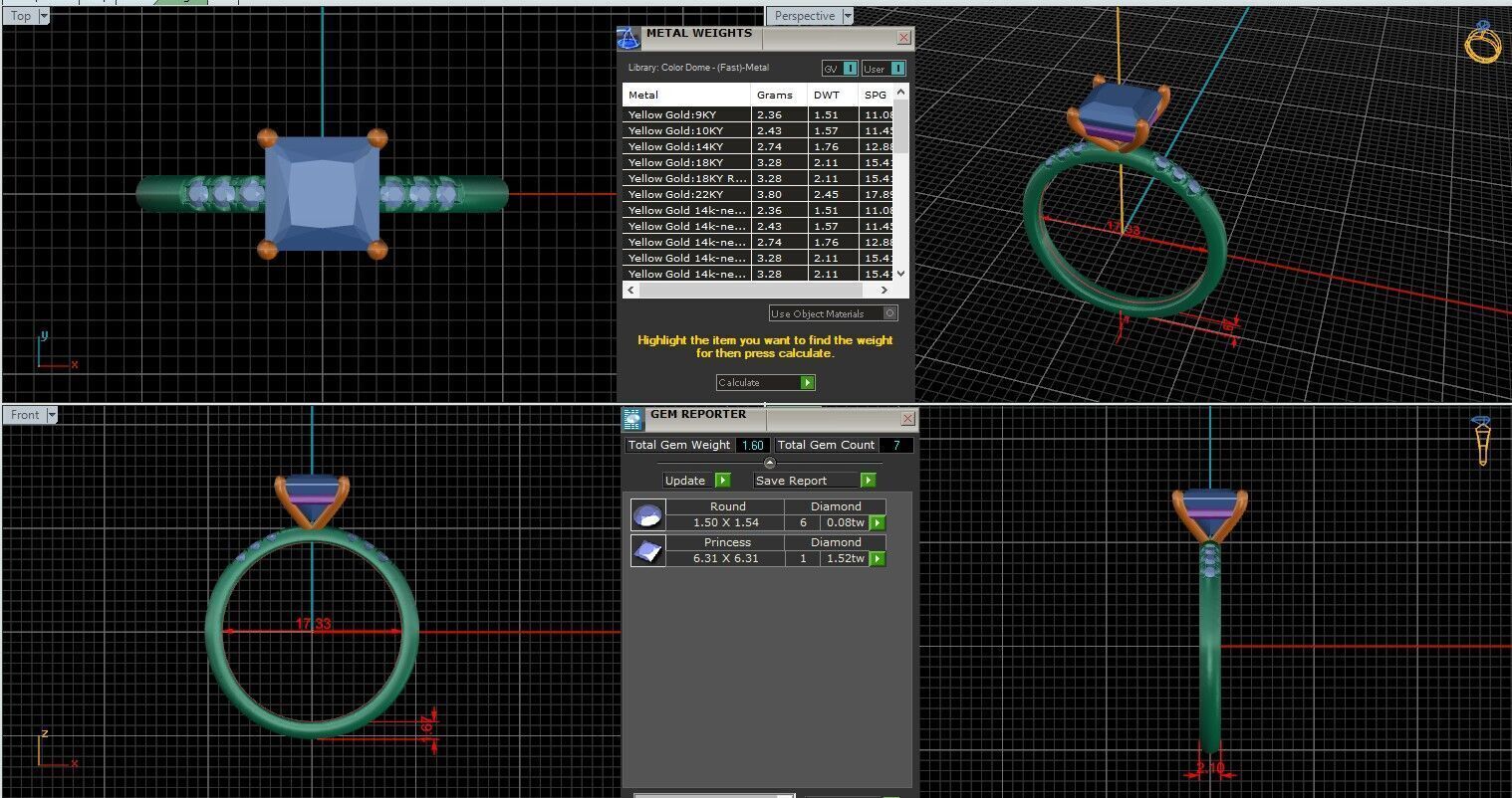 Princess Diamond Pave Setting Solitaire Ring  3D print model_25