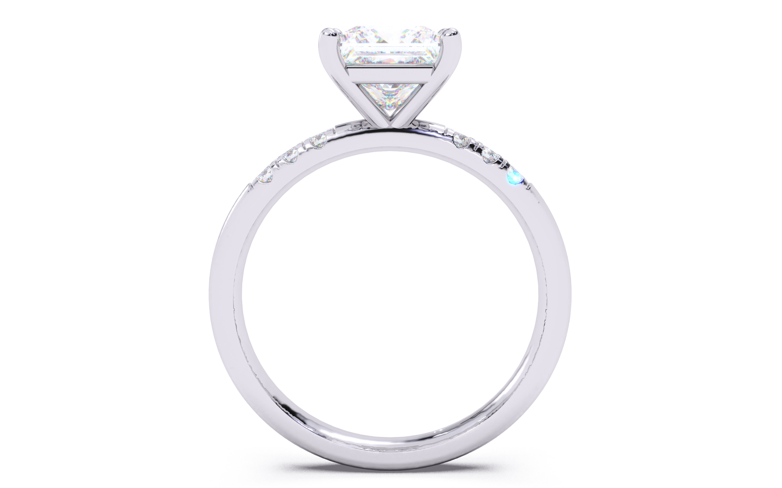 Princess Diamond Pave Setting Solitaire Ring  3D print model_7