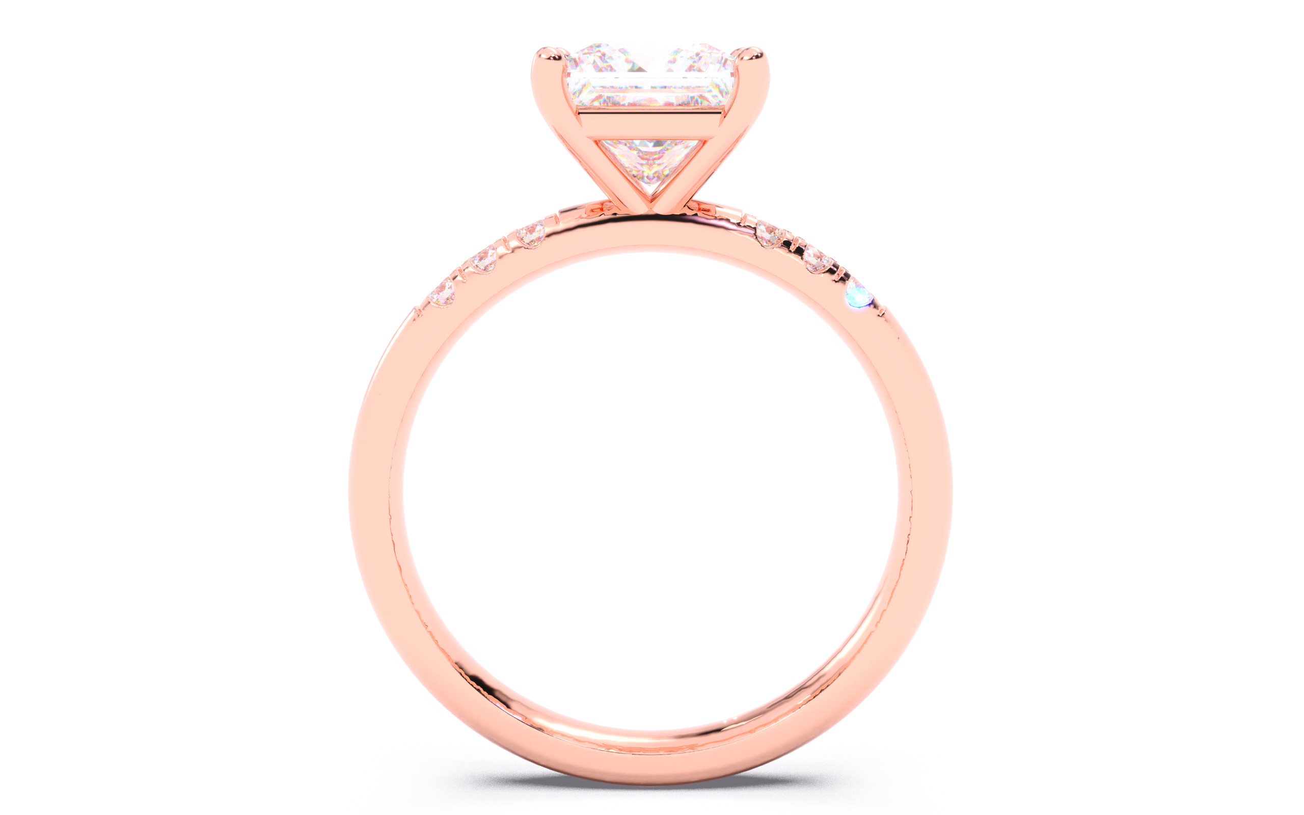 Princess Diamond Pave Setting Solitaire Ring  3D print model_9