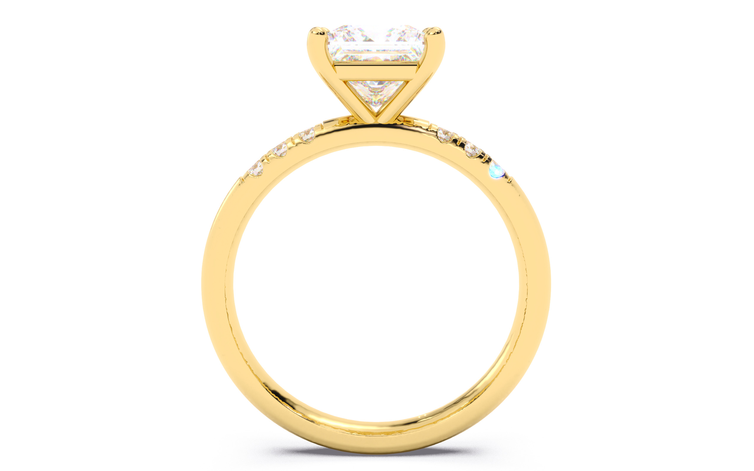 Princess Diamond Pave Setting Solitaire Ring  3D print model_5