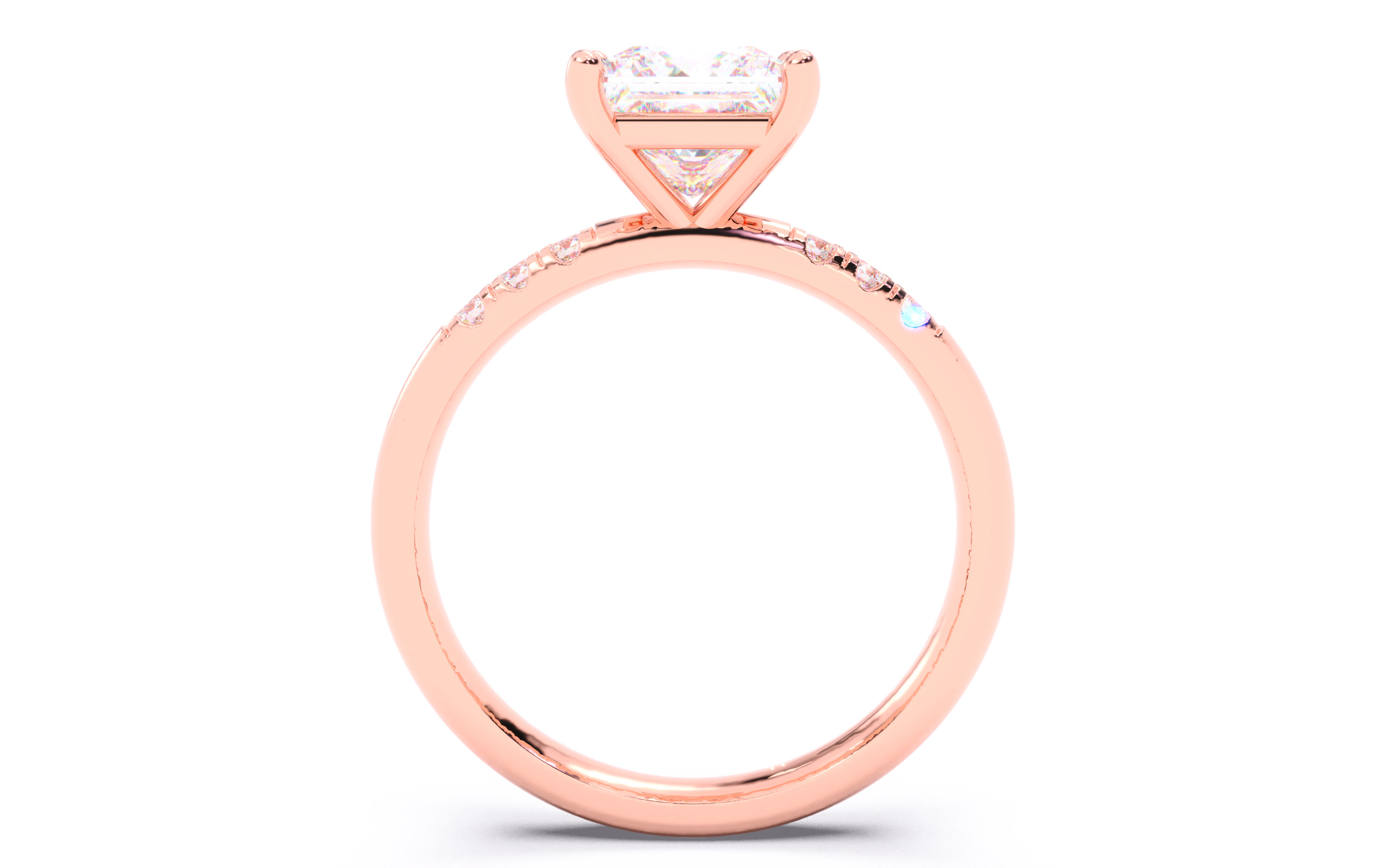 Princess Diamond Pave Setting Solitaire Ring  3D print model_10