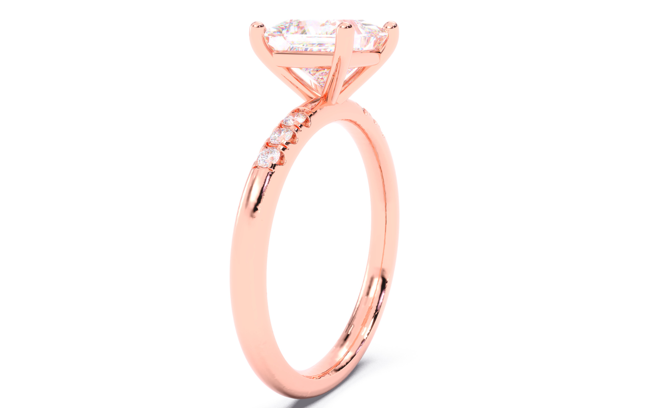 Princess Diamond Pave Setting Solitaire Ring  3D print model_19