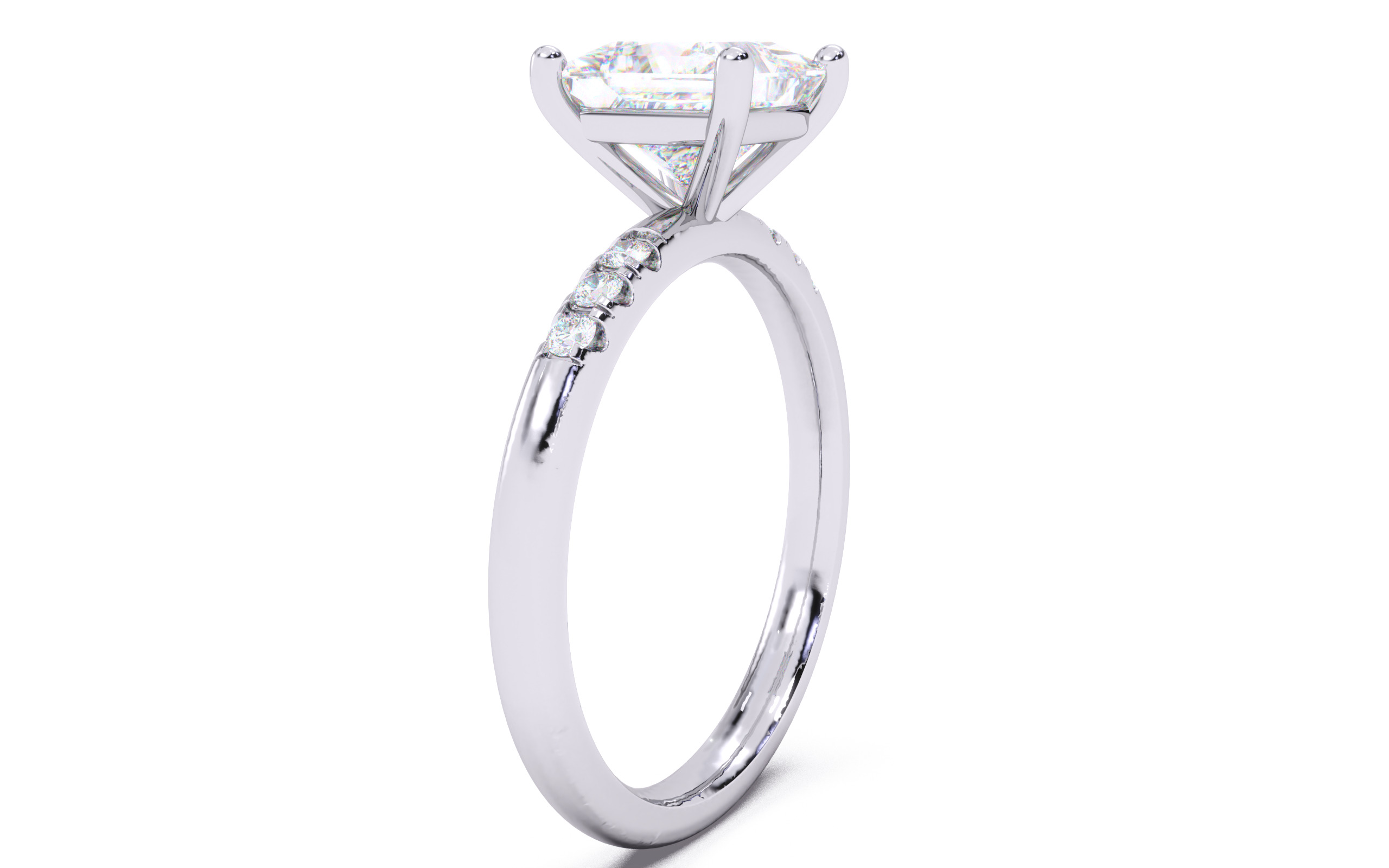 Princess Diamond Pave Setting Solitaire Ring  3D print model_12