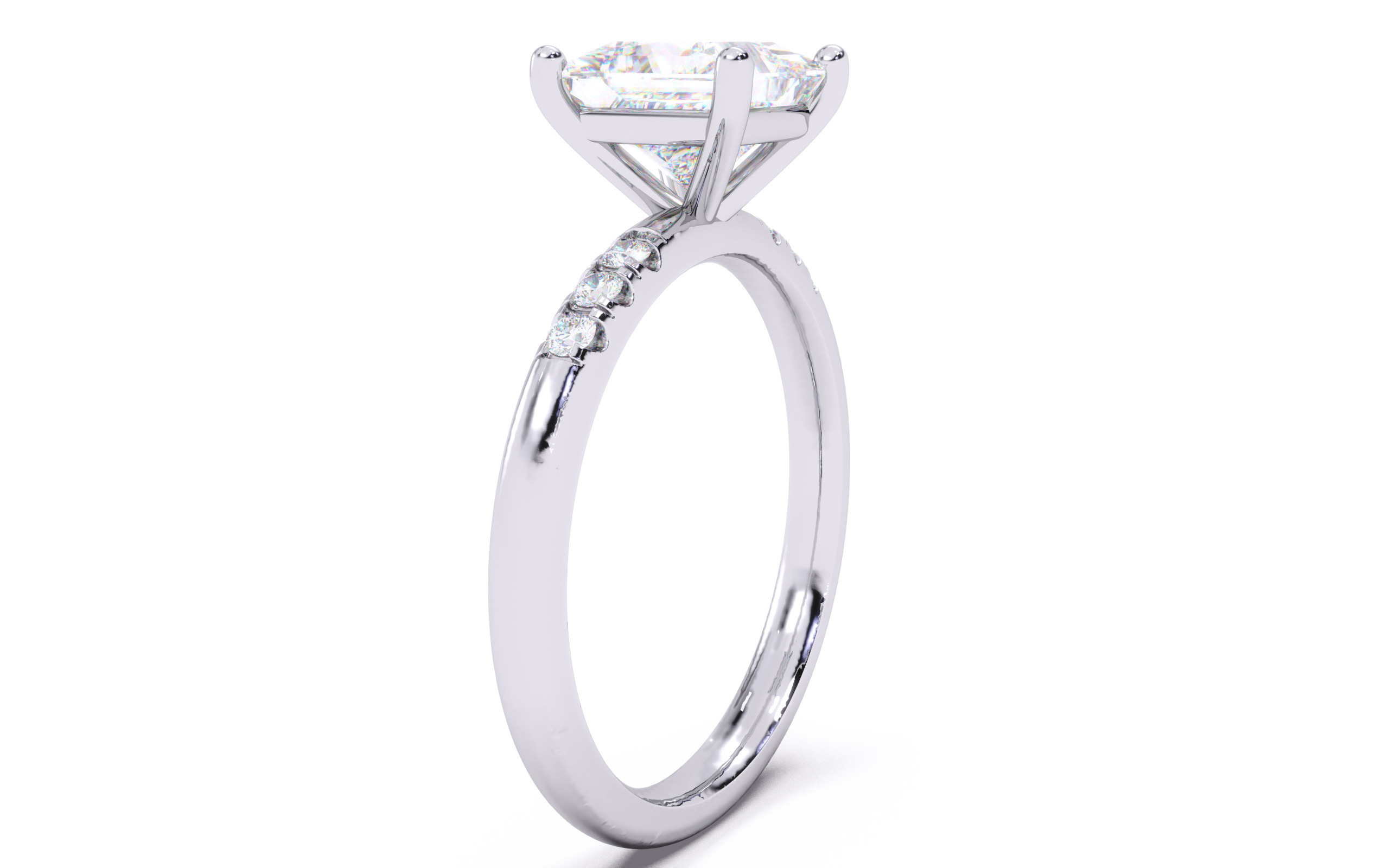 Princess Diamond Pave Setting Solitaire Ring  3D print model_18