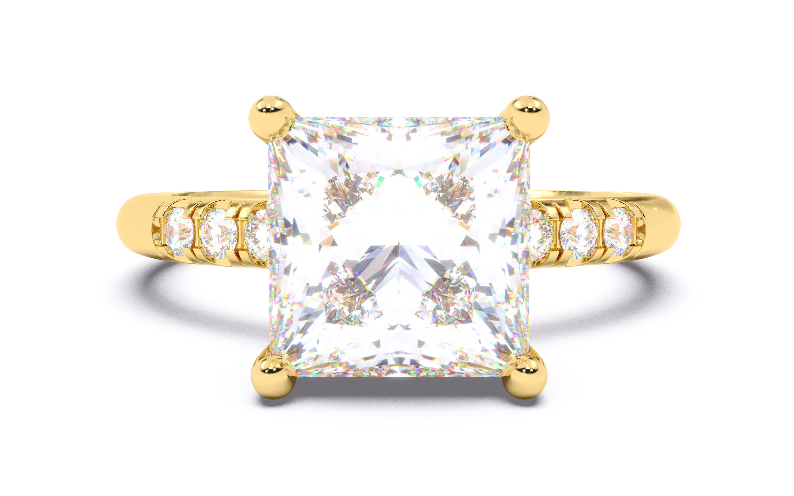 Princess Diamond Pave Setting Solitaire Ring  3D print model_16