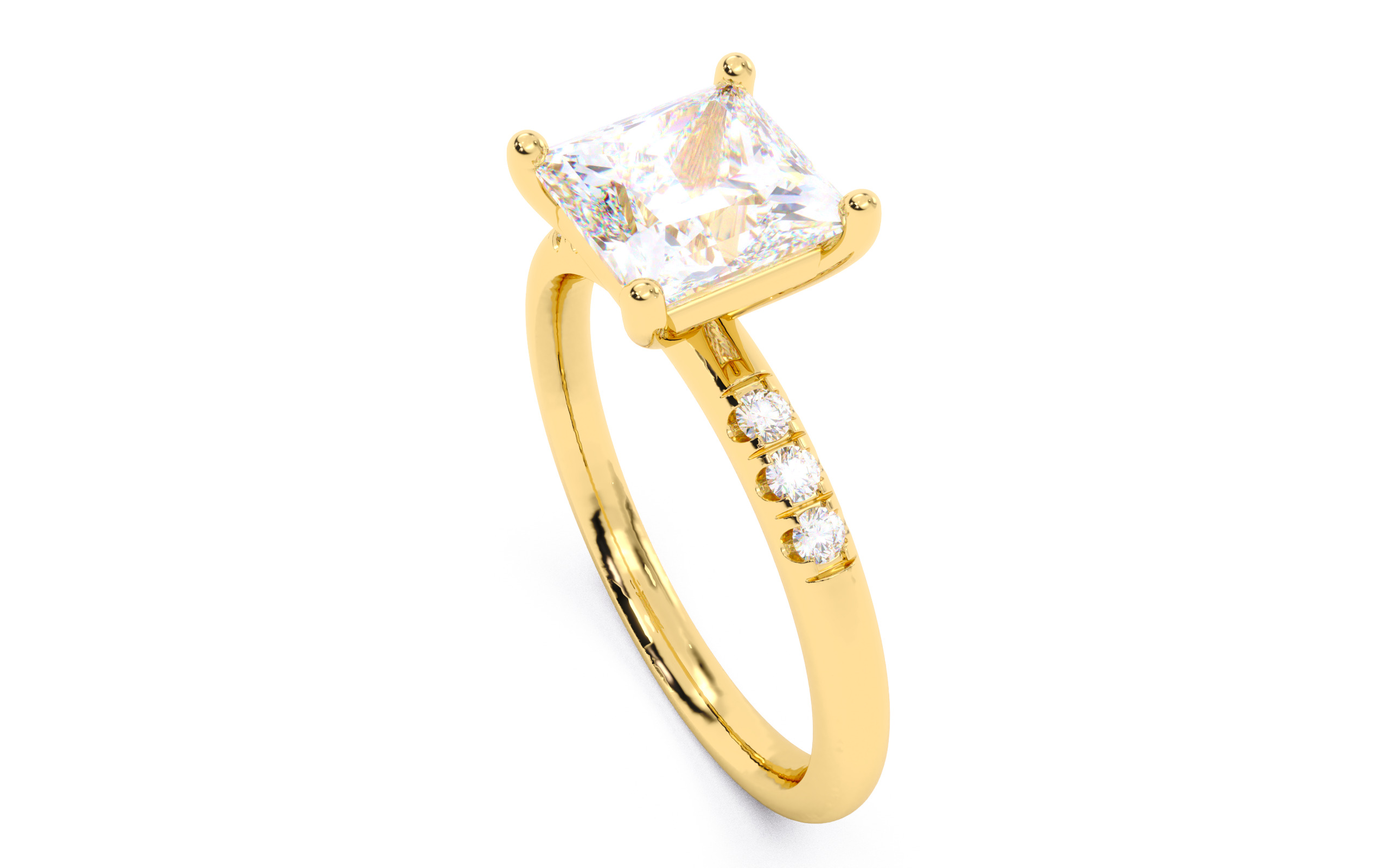Princess Diamond Pave Setting Solitaire Ring  3D print model_3