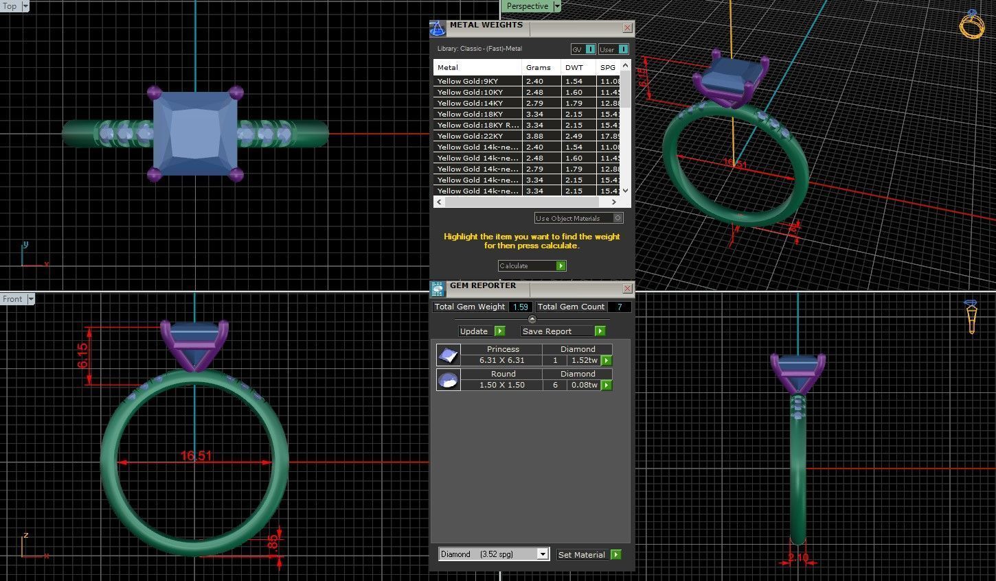 Princess Diamond Pave Setting Solitaire Ring  3D print model_1