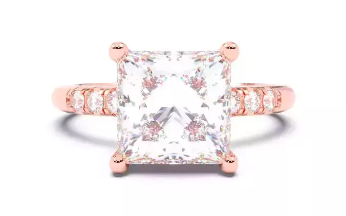 Princess Diamond Pave Setting Solitaire Ring  3D print model