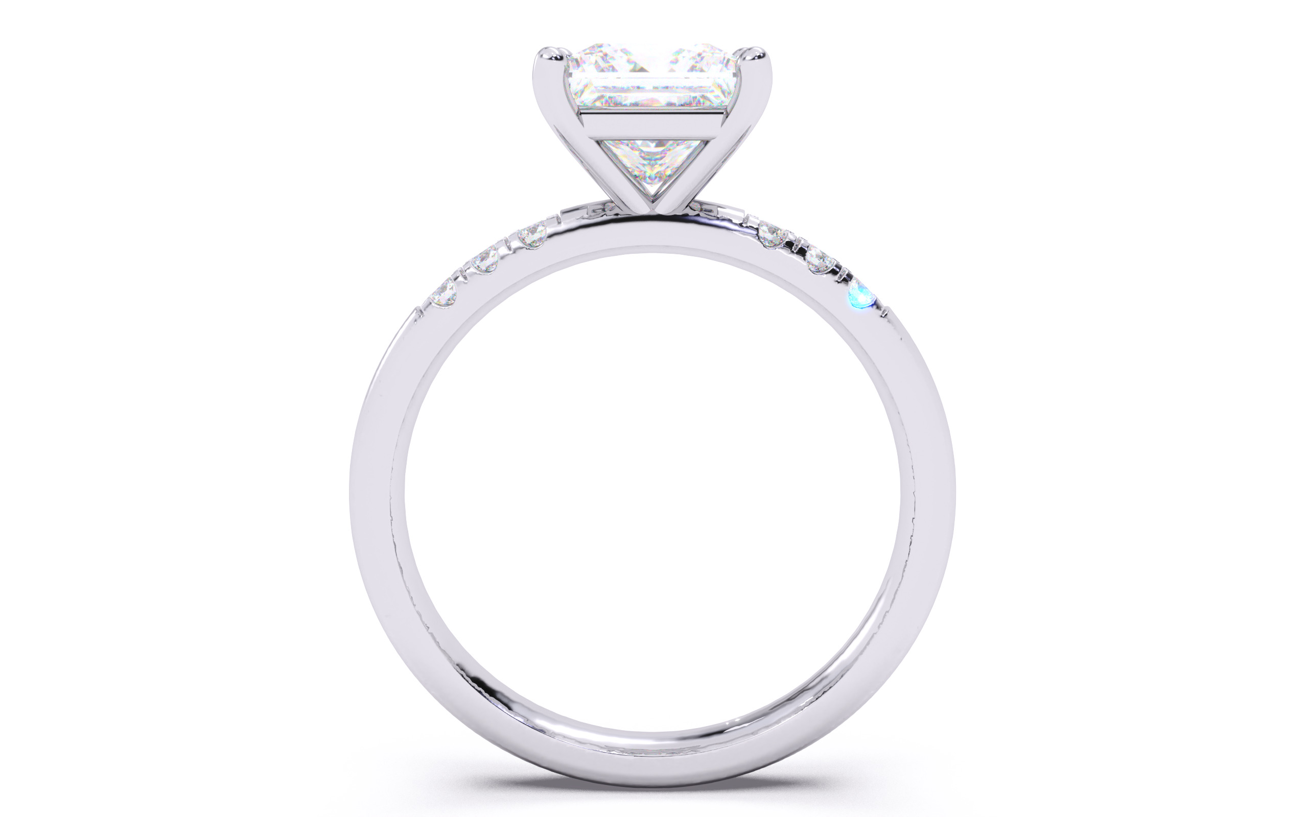 Princess Diamond Pave Setting Solitaire Ring  3D print model_8